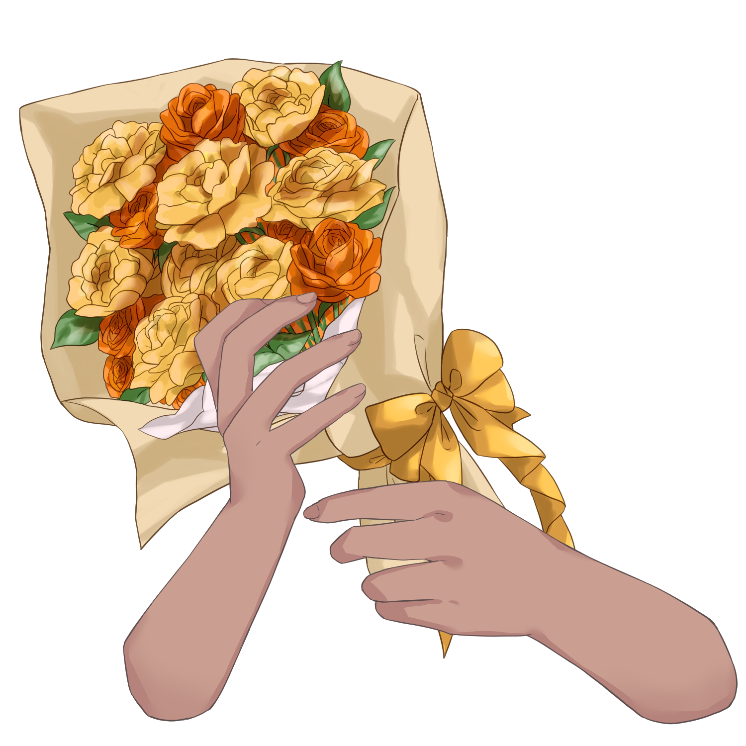 Vtuber向けフリー素材｜花束を持つ手のイラスト