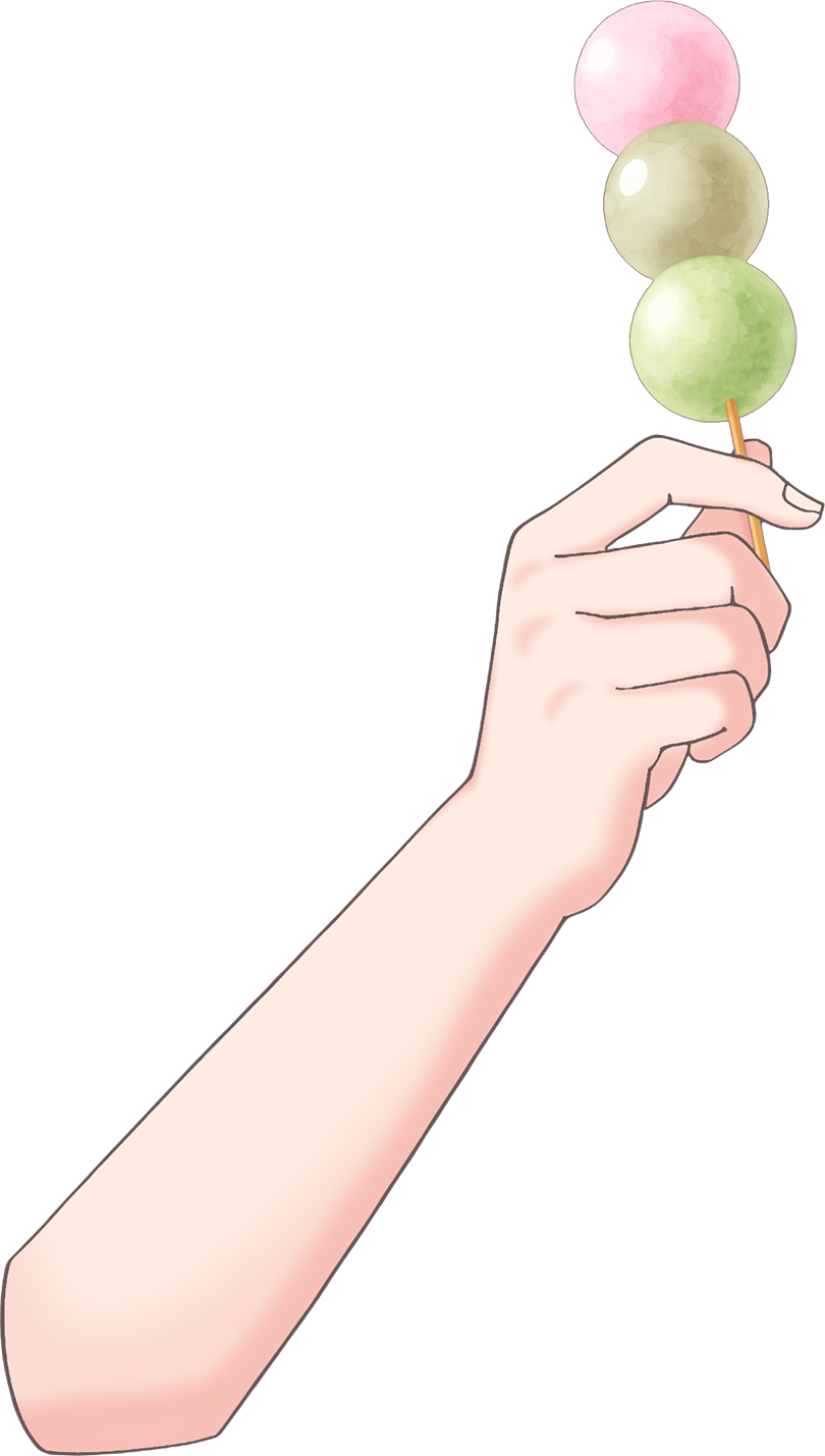 Vtuber向けフリー素材｜いろんな3色団子を持つ手のイラスト