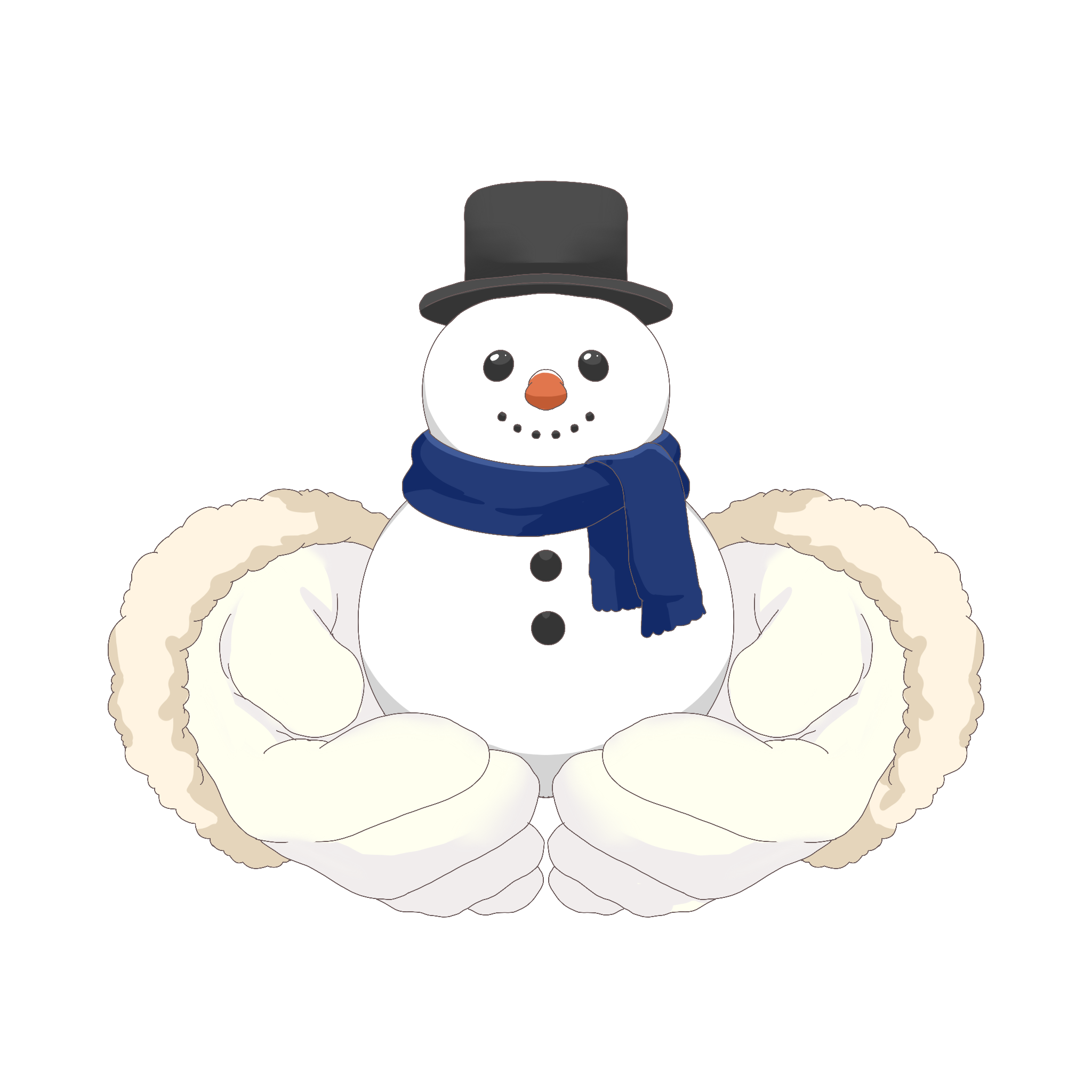 Vtuber向けフリー素材｜雪だるまを持つ手のイラスト