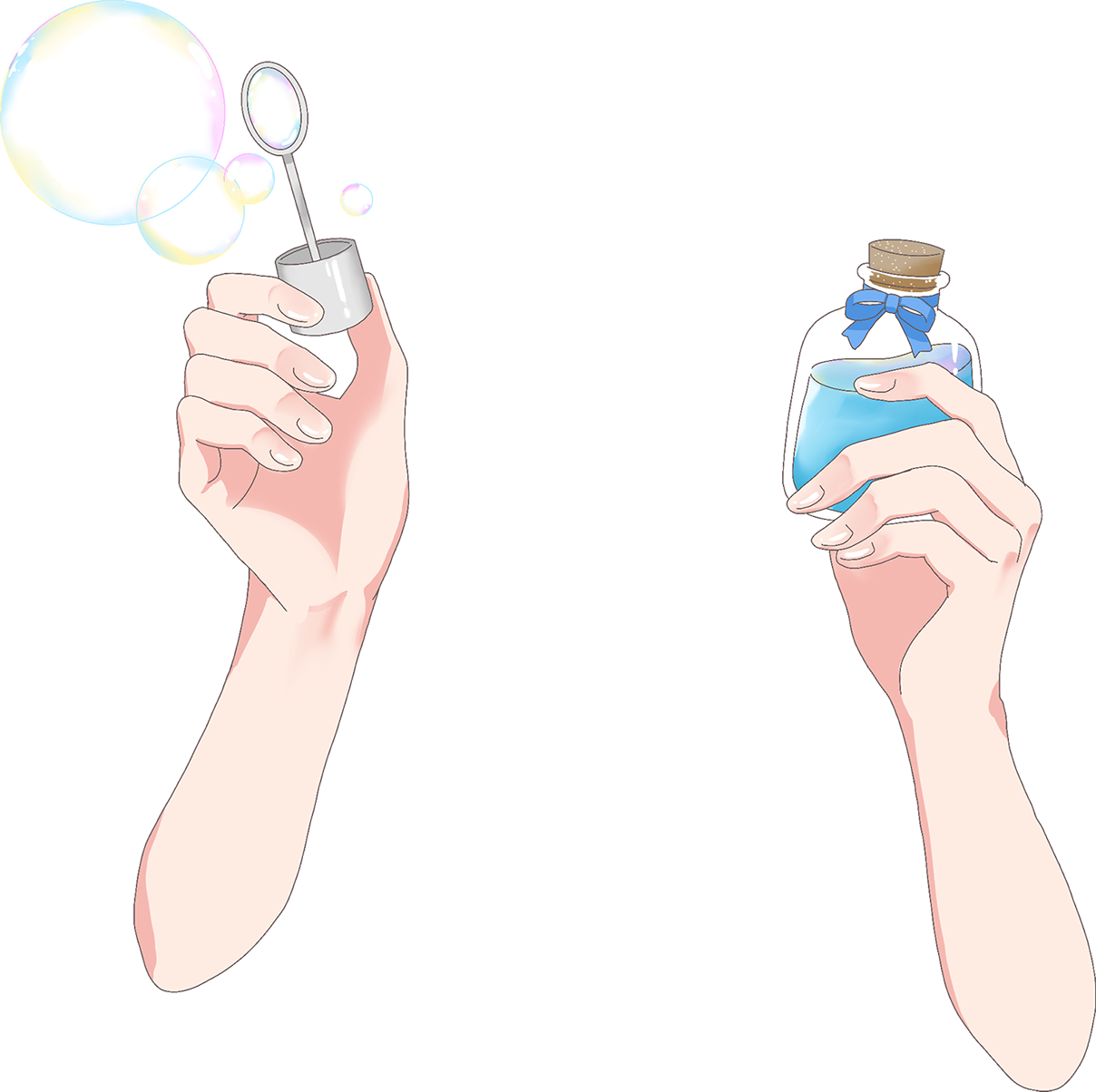 Vtuber向けフリー素材｜シャボン玉を持つ手のイラスト