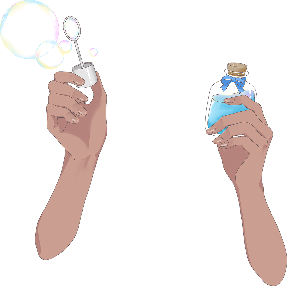 Vtuber向けフリー素材｜シャボン玉を持つ手のイラスト