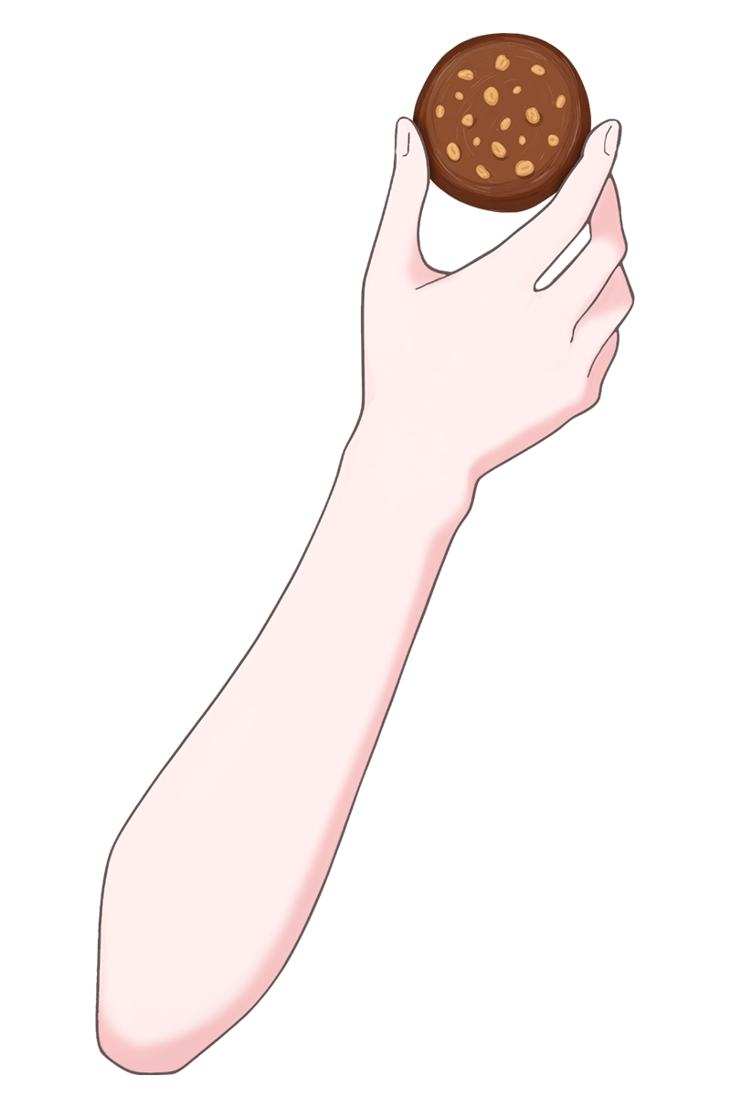 Vtuber向けフリー素材｜いろんなクッキーを持つ手のイラスト