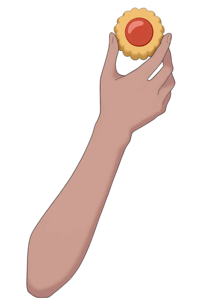 Vtuber向けフリー素材｜いろんなクッキーを持つ手のイラスト