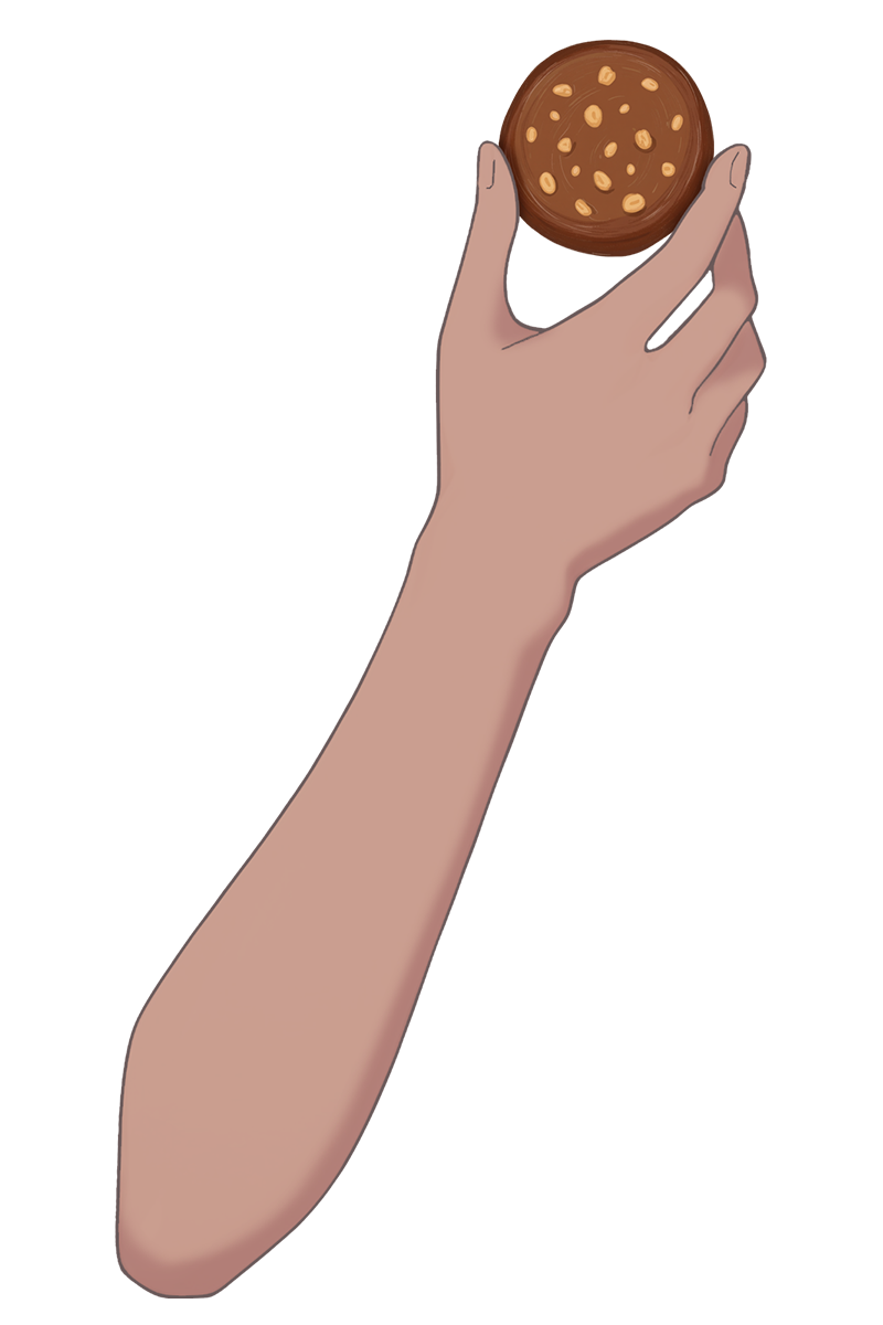 Vtuber向けフリー素材｜いろんなクッキーを持つ手のイラスト