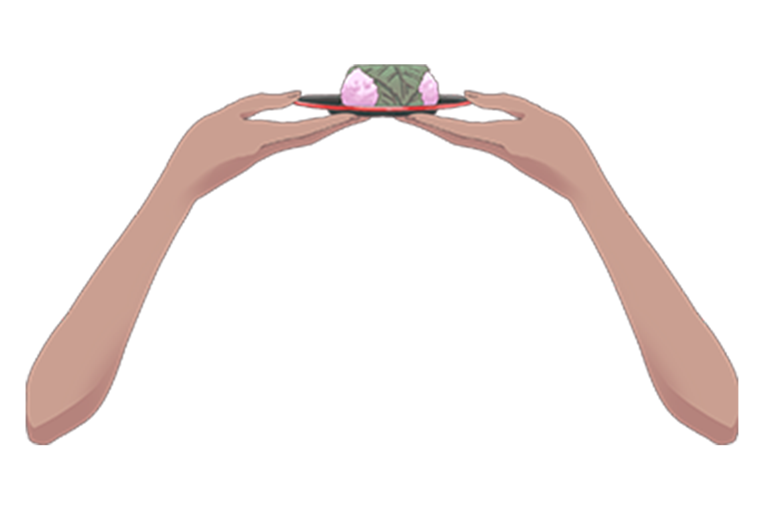 Vtuber向けフリー素材|桜餅を持つ手のイラスト