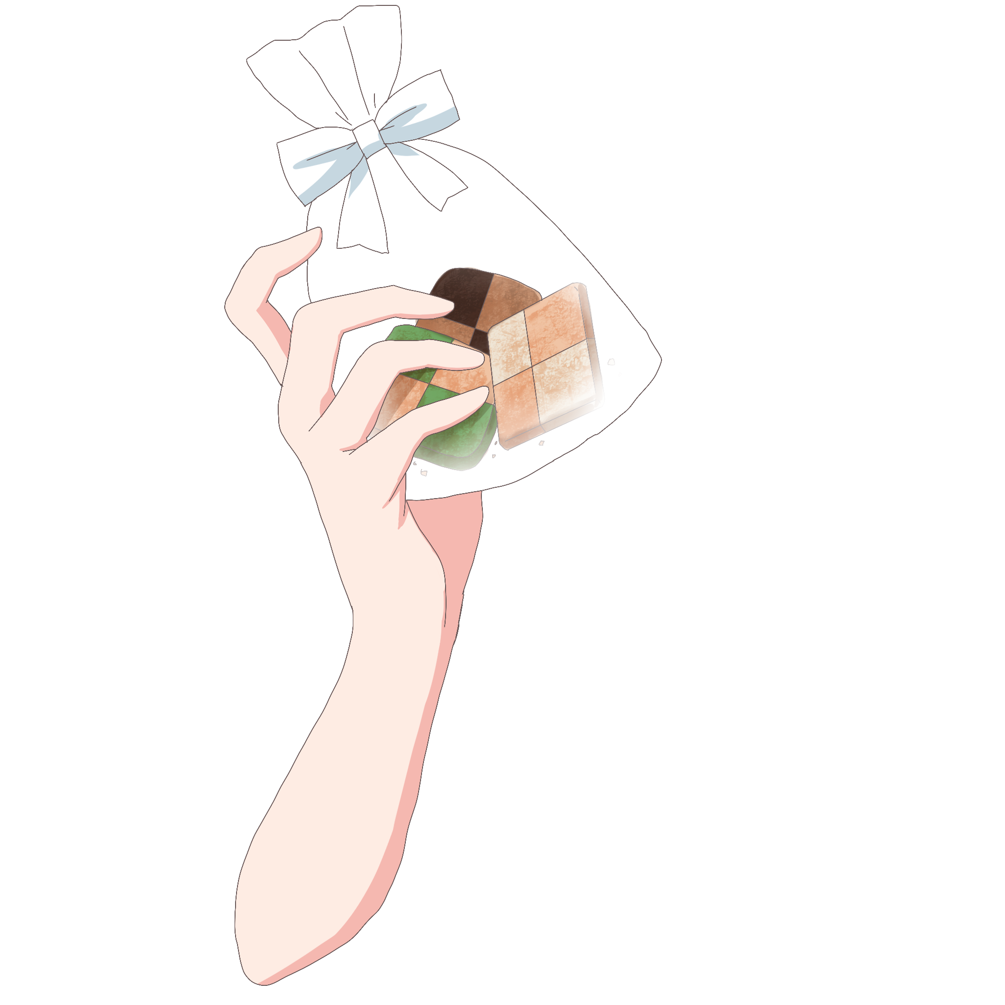 Vtuber向けフリー素材｜クッキーの袋を持つ手のイラスト