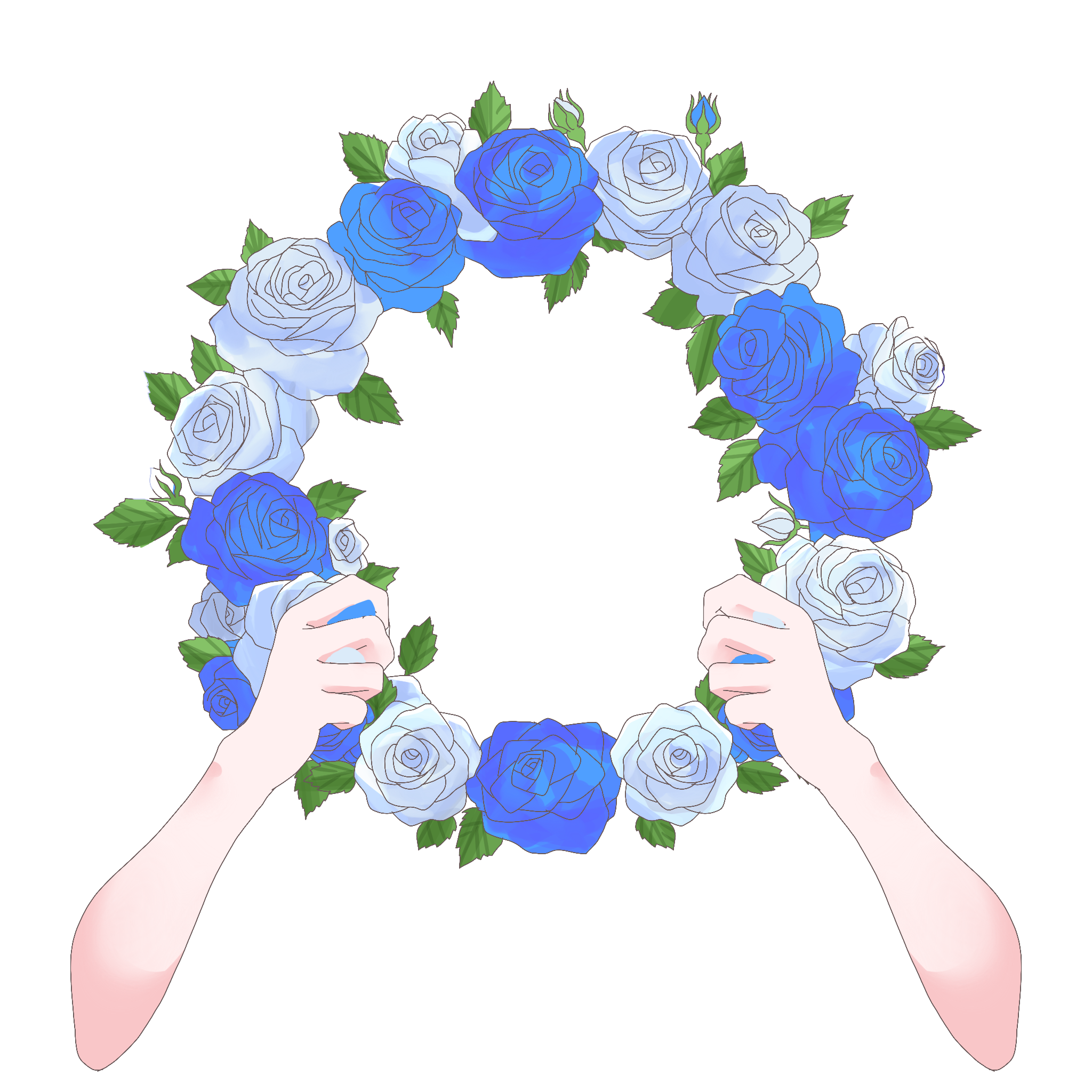 Vtuber向けフリー素材｜バラのリースを持つ手のイラスト