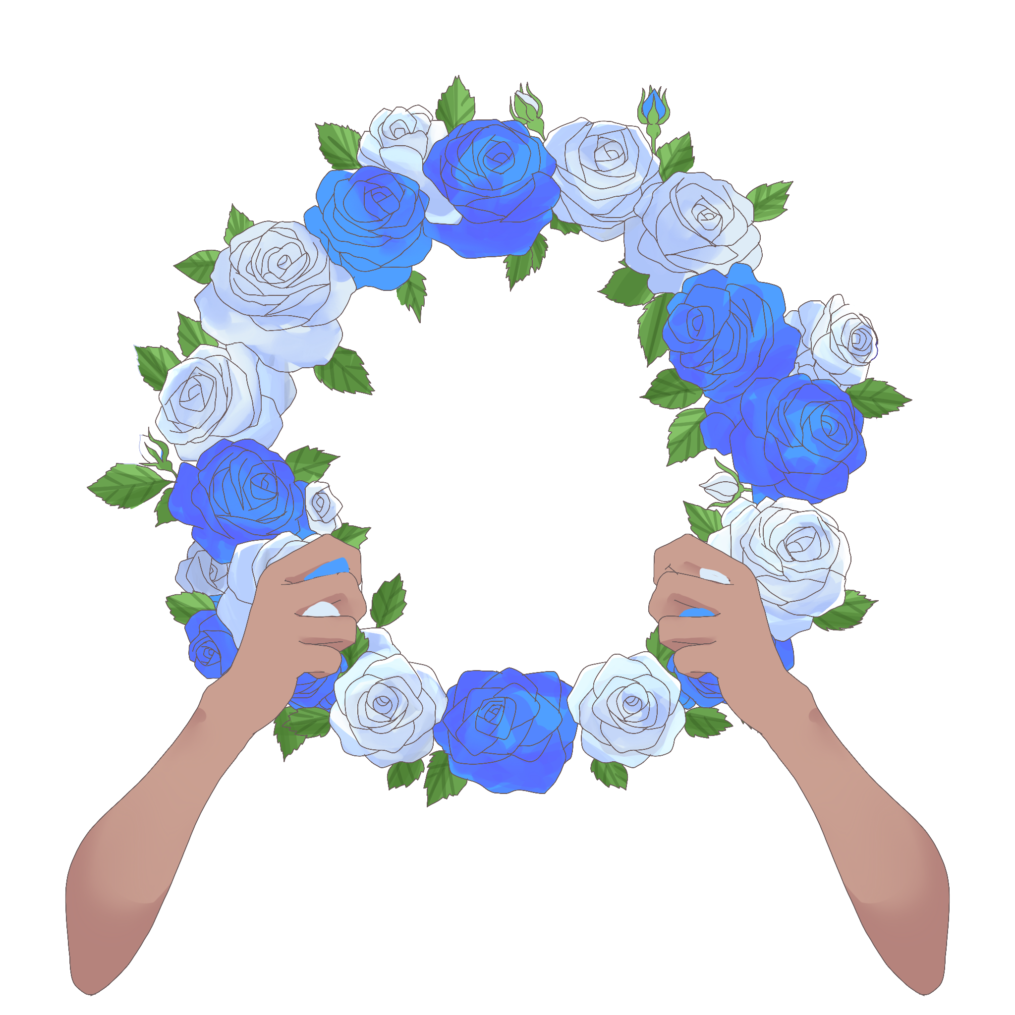 Vtuber向けフリー素材｜バラのリースを持つ手のイラスト