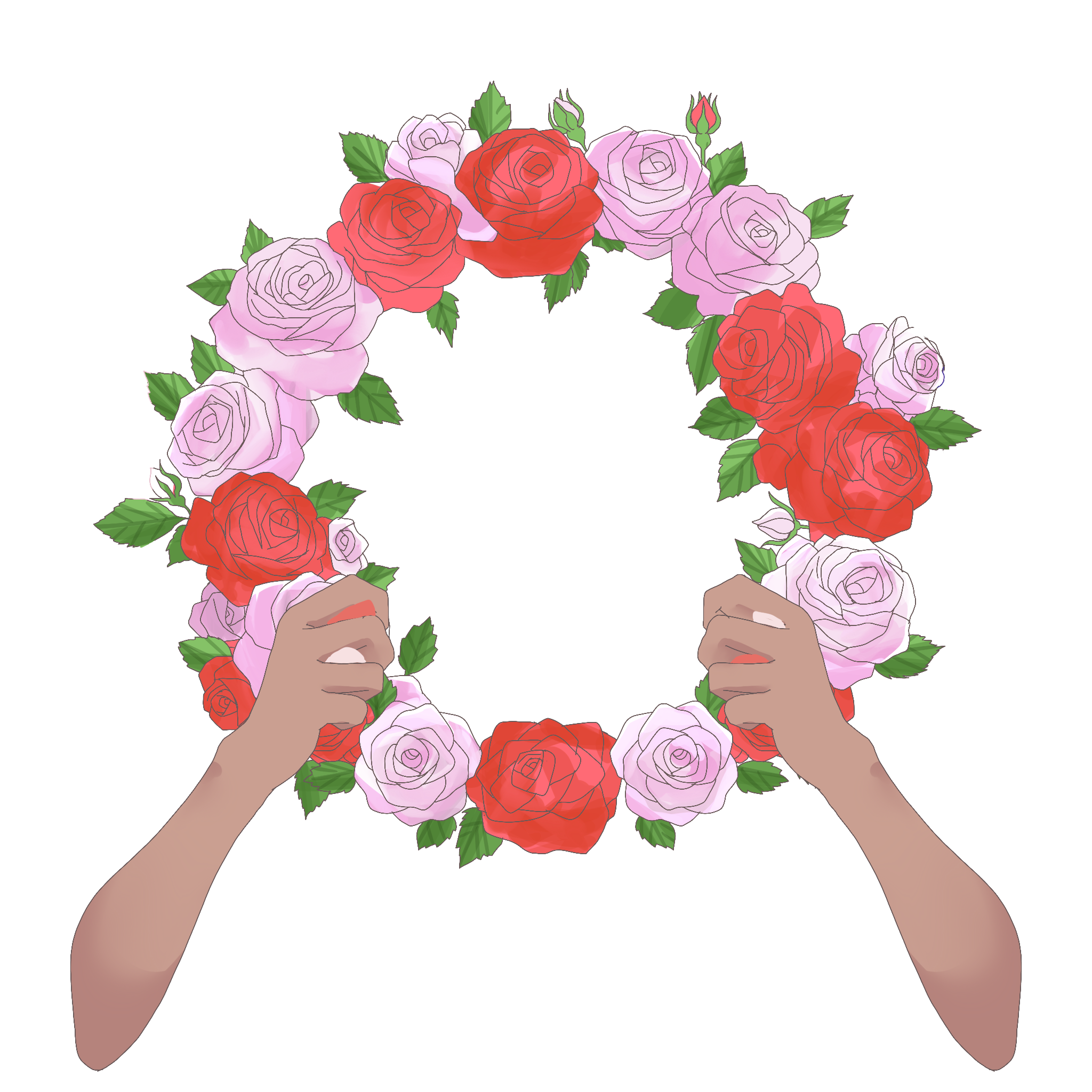 Vtuber向けフリー素材｜バラのリースを持つ手のイラスト
