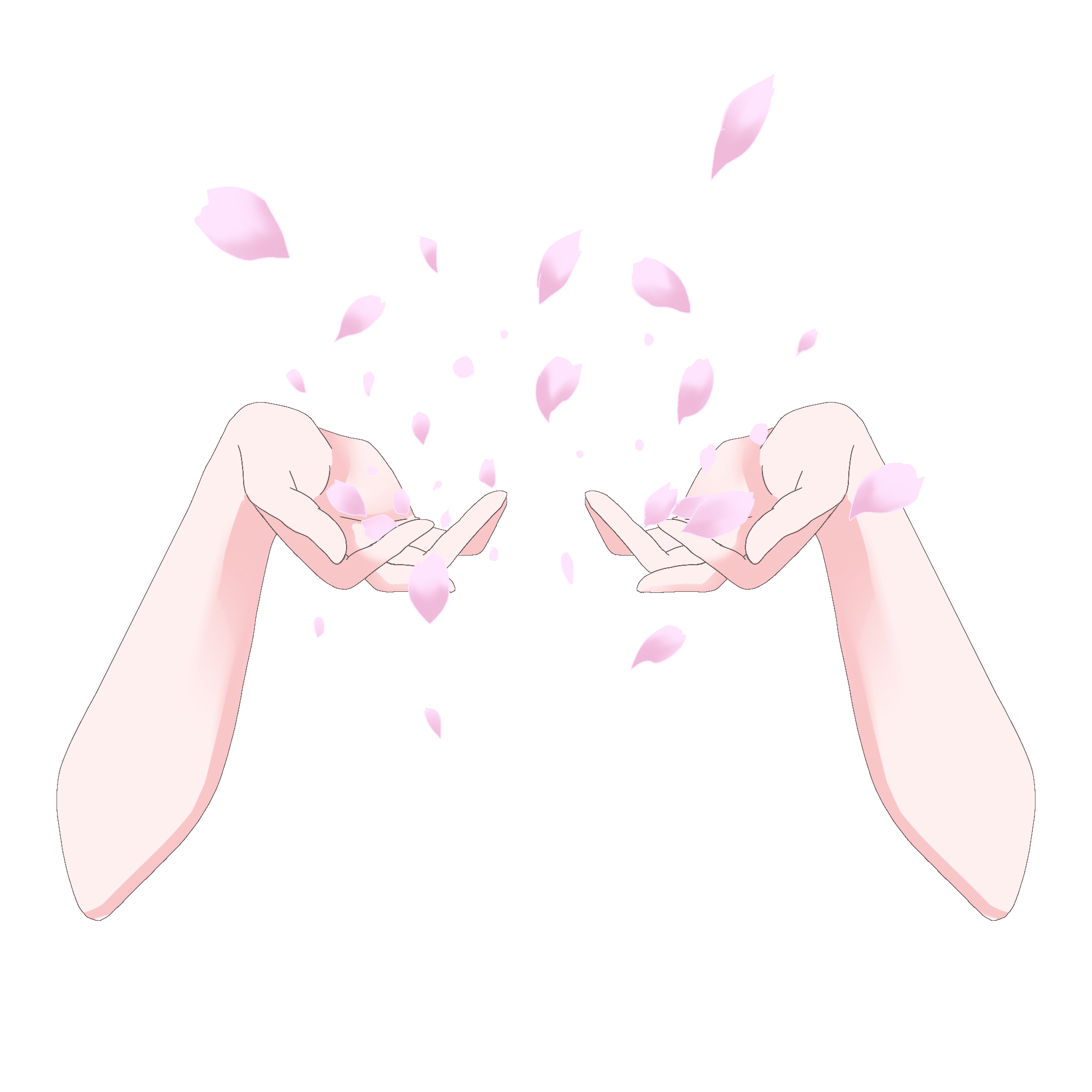 Vtuber向けフリー素材｜桜の花びらをふわっとする手のイラスト