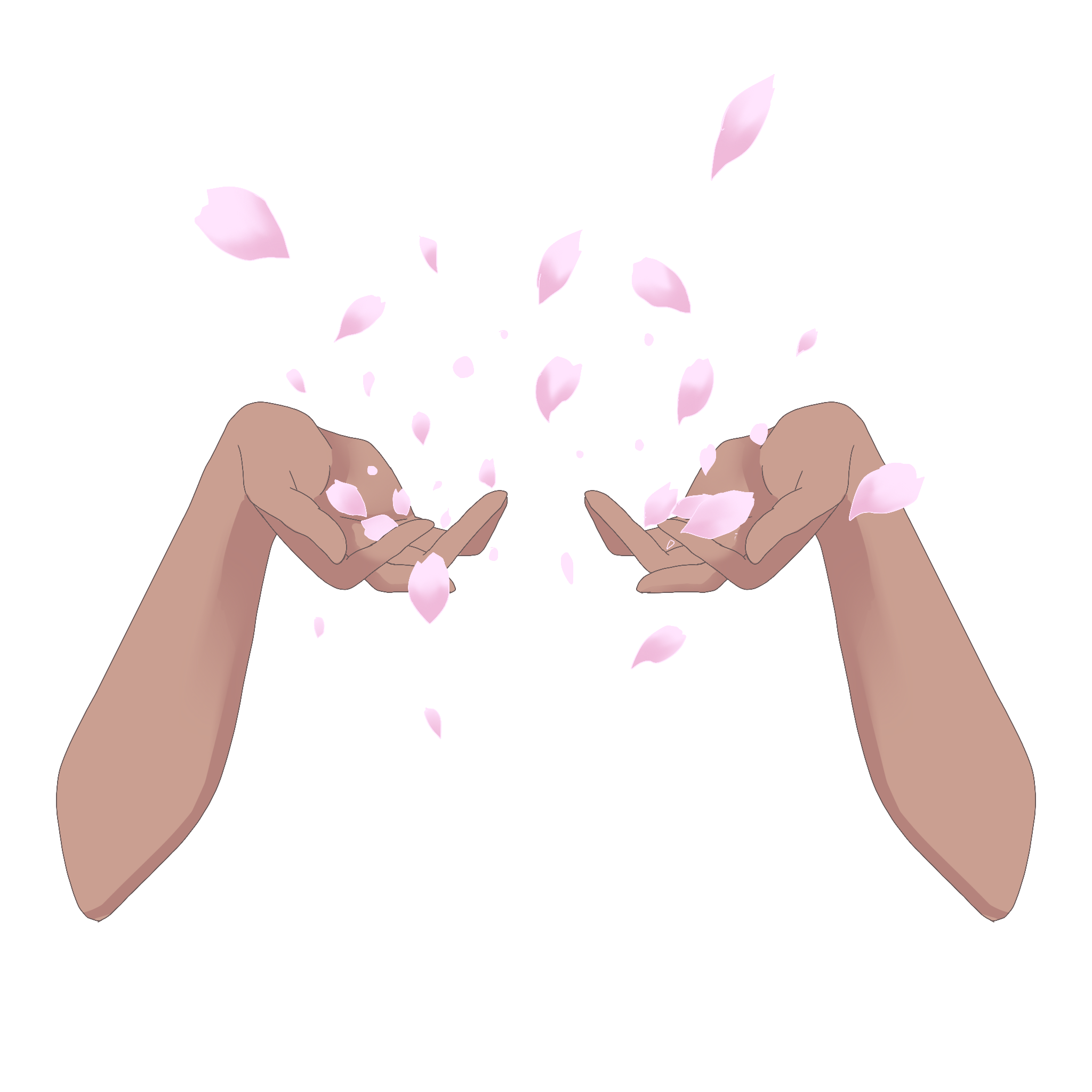 Vtuber向けフリー素材｜桜の花びらをふわっとする手のイラスト