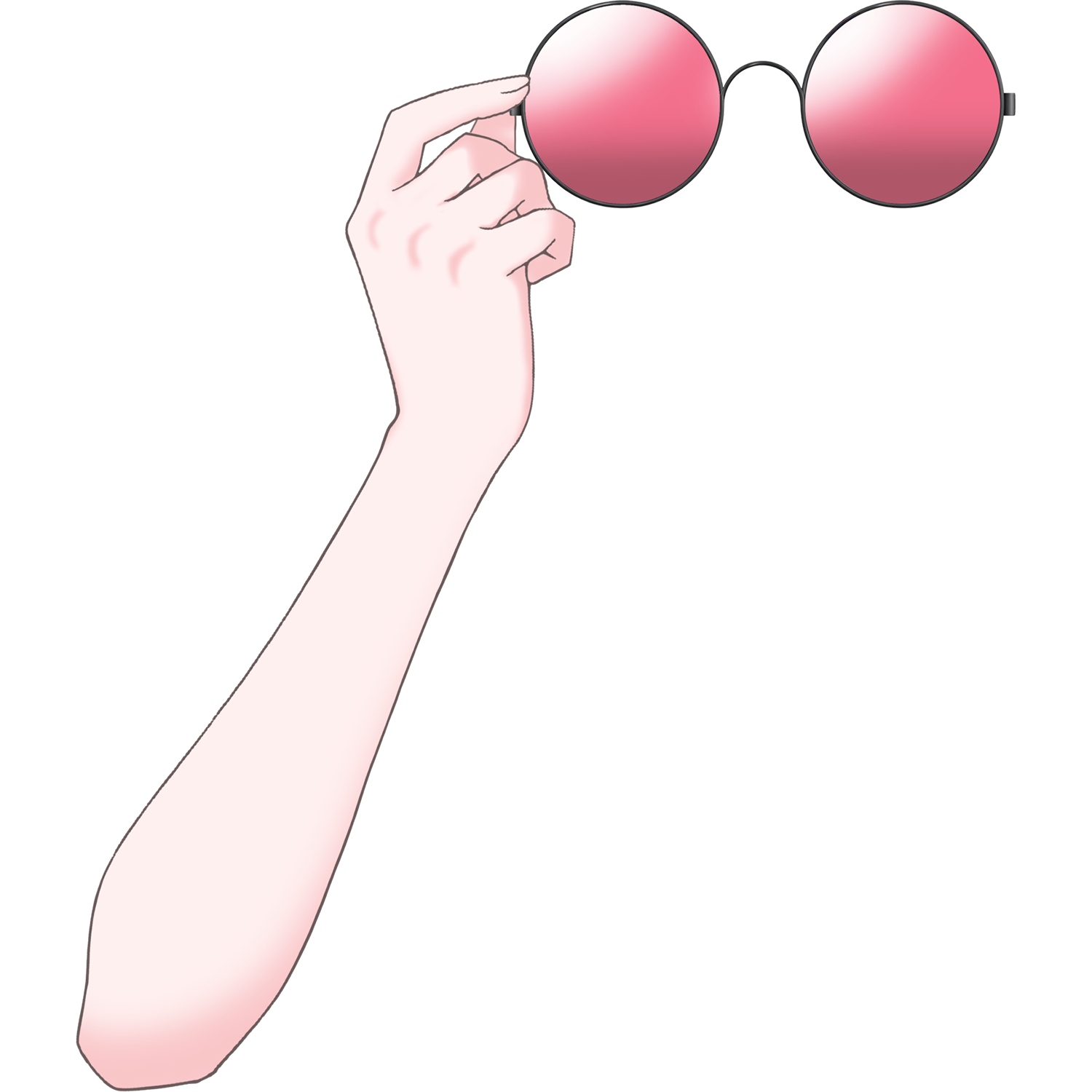 Vtuber向けフリー素材｜丸メガネ&サングラスを持つ手のイラスト