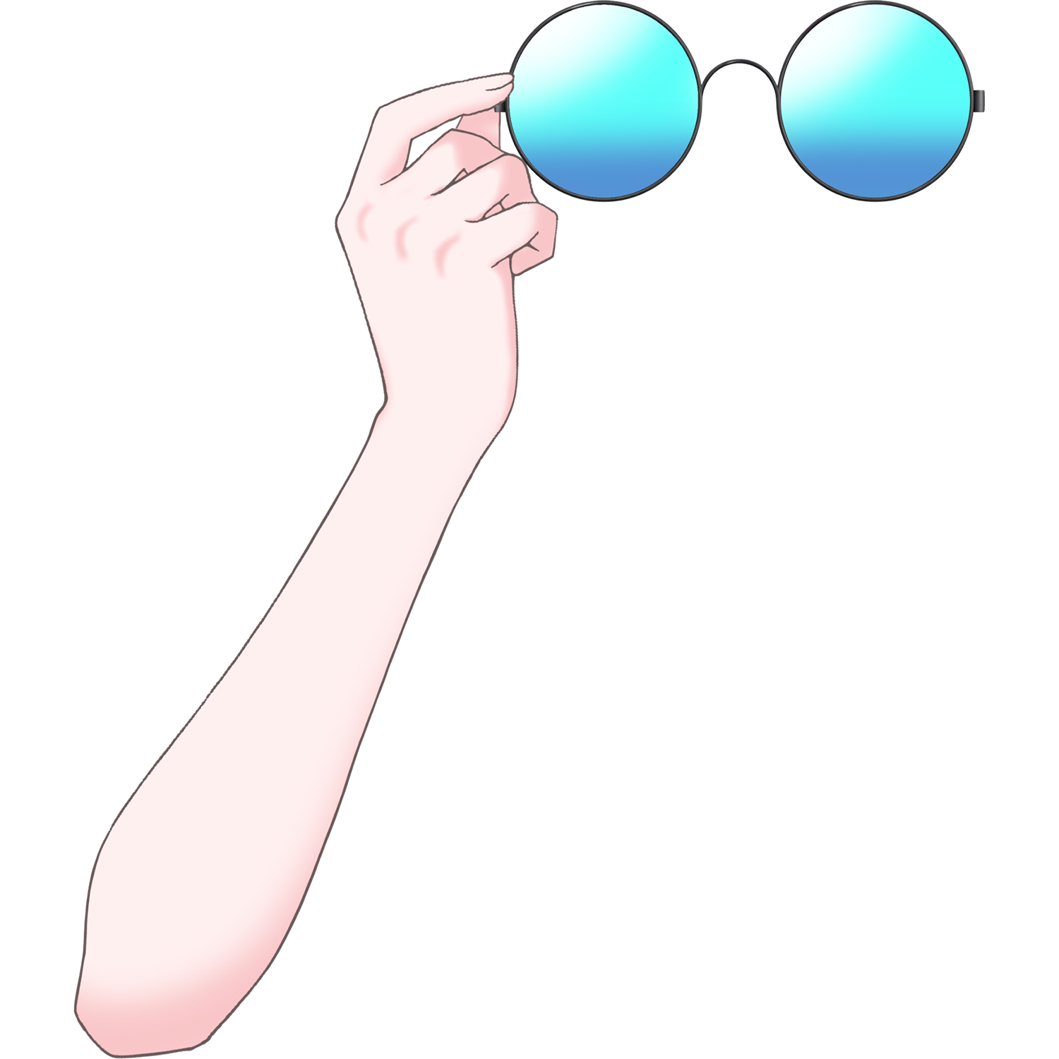 Vtuber向けフリー素材｜丸メガネ&サングラスを持つ手のイラスト