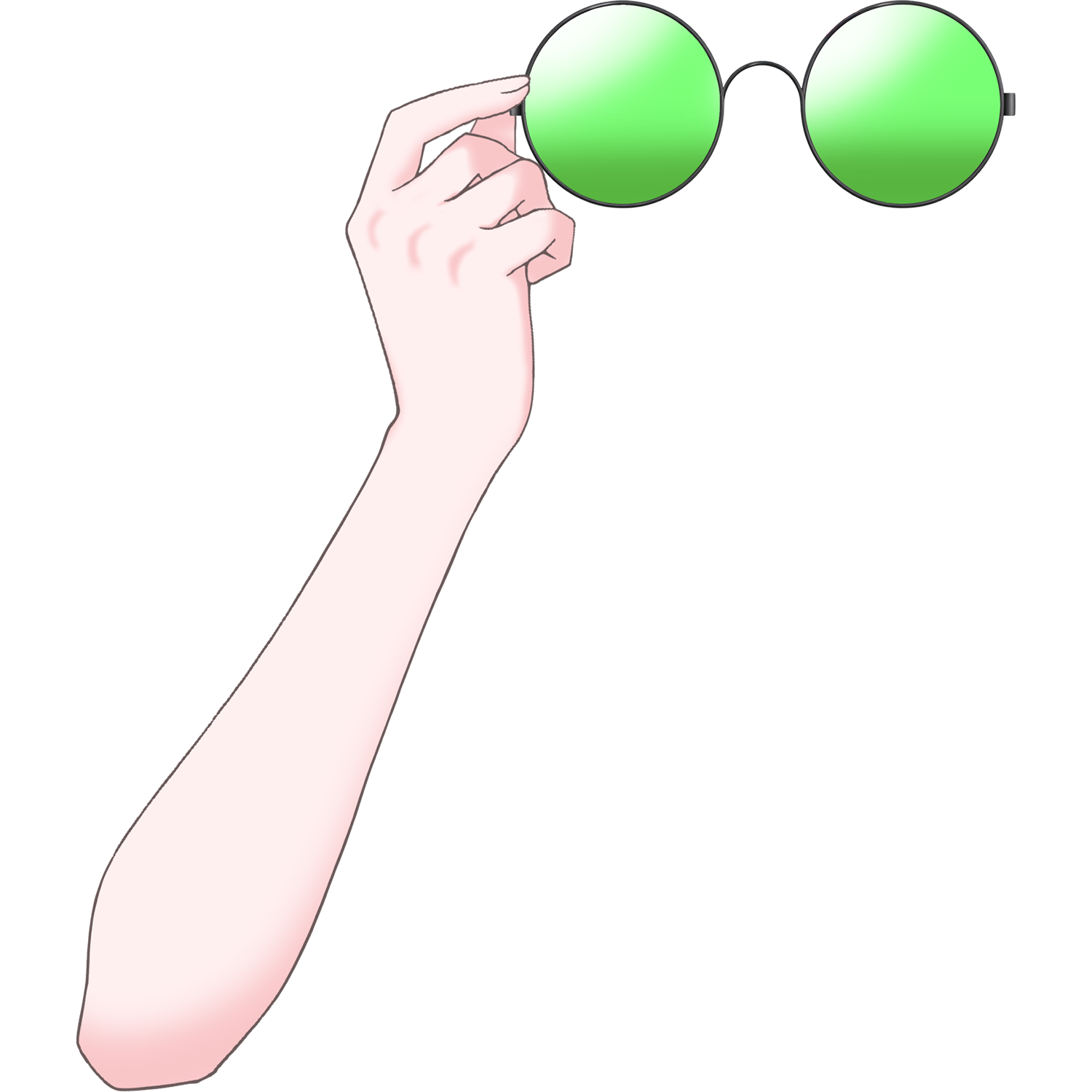 Vtuber向けフリー素材｜丸メガネ&サングラスを持つ手のイラスト