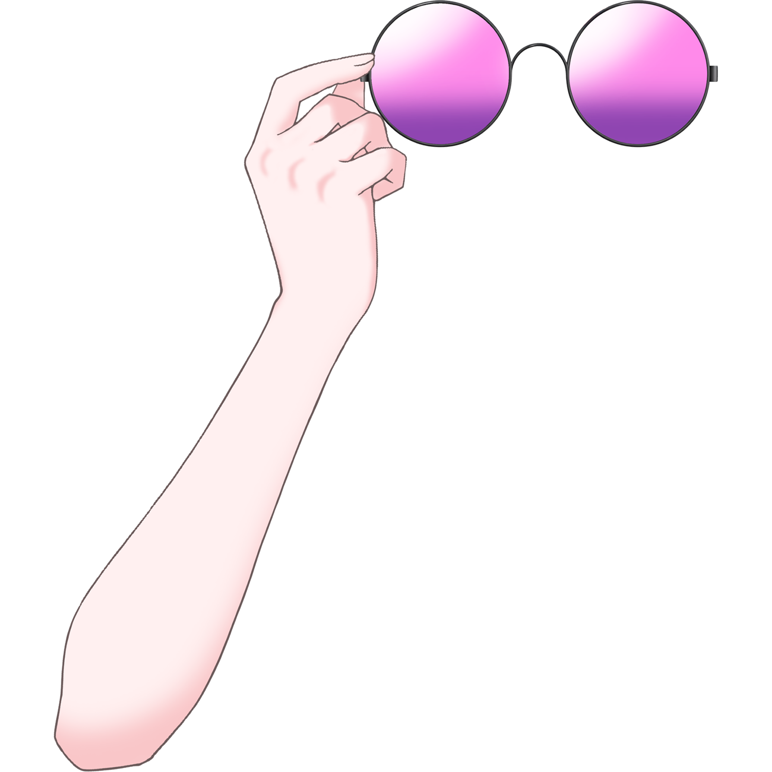 Vtuber向けフリー素材｜丸メガネ&サングラスを持つ手のイラスト