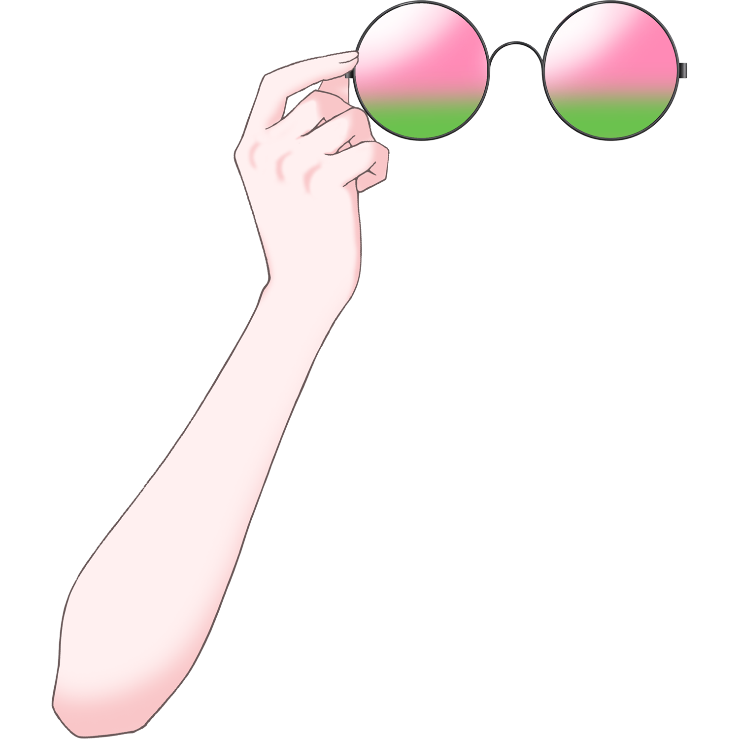 Vtuber向けフリー素材｜丸メガネ&サングラスを持つ手のイラスト