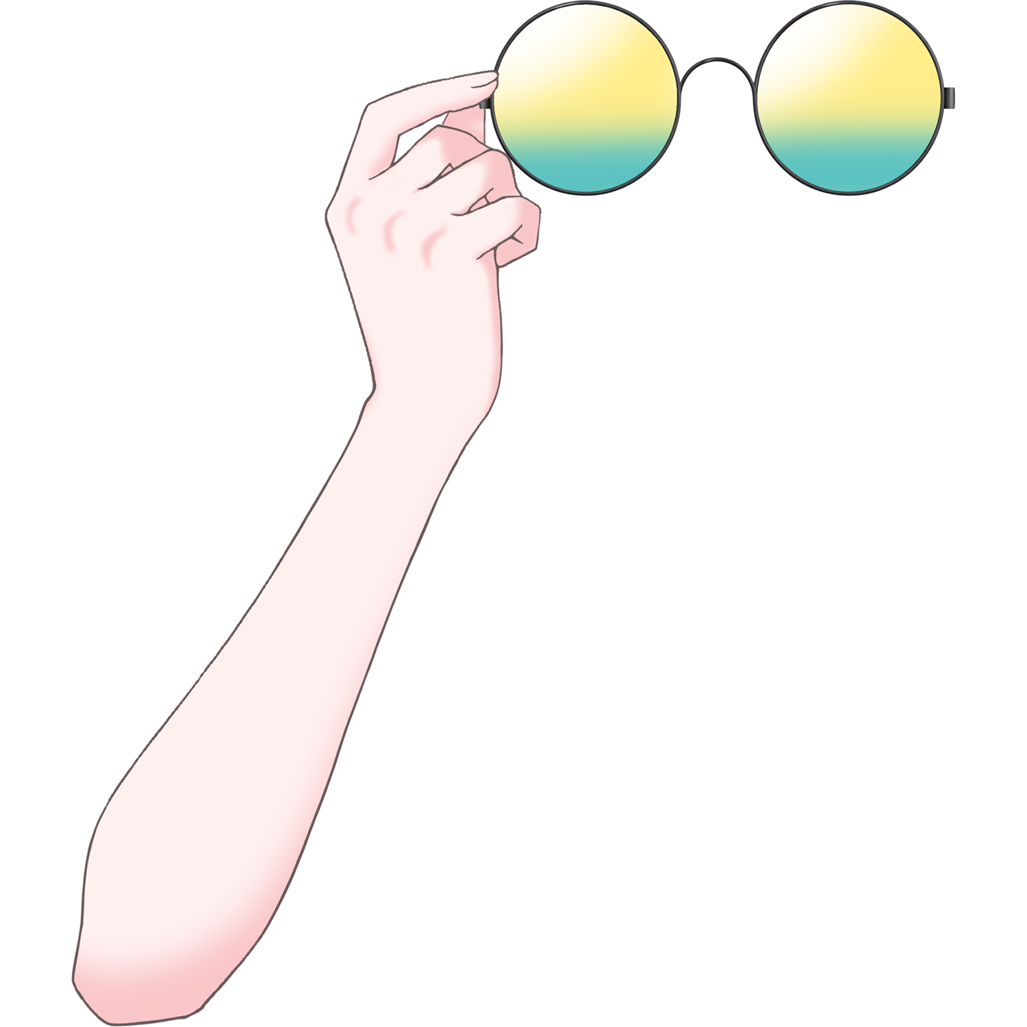 Vtuber向けフリー素材｜丸メガネ&サングラスを持つ手のイラスト