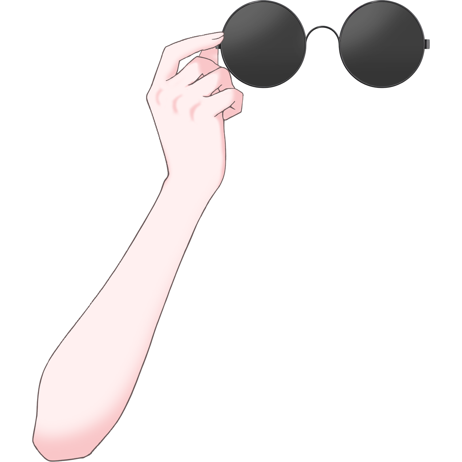Vtuber向けフリー素材｜丸メガネ&サングラスを持つ手のイラスト