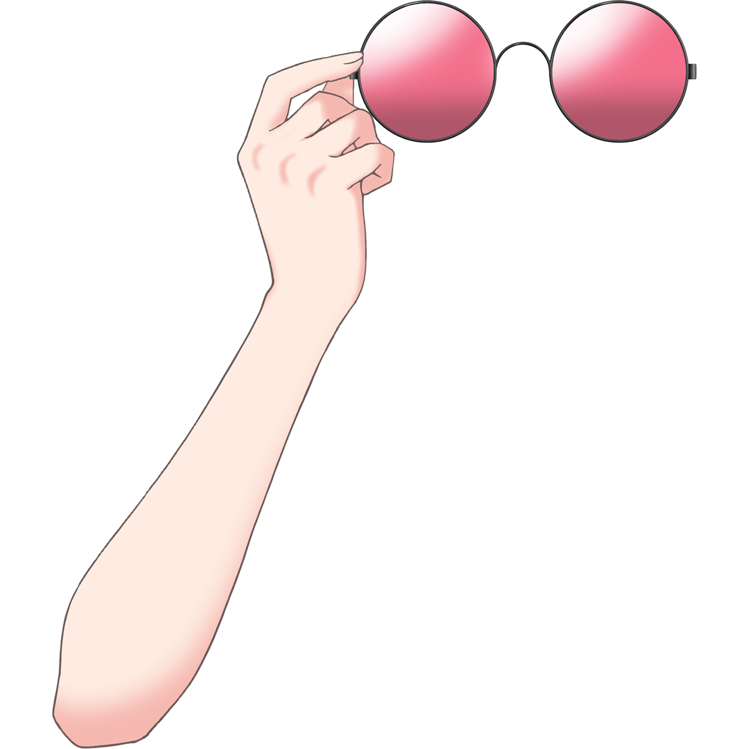 Vtuber向けフリー素材｜丸メガネ&サングラスを持つ手のイラスト