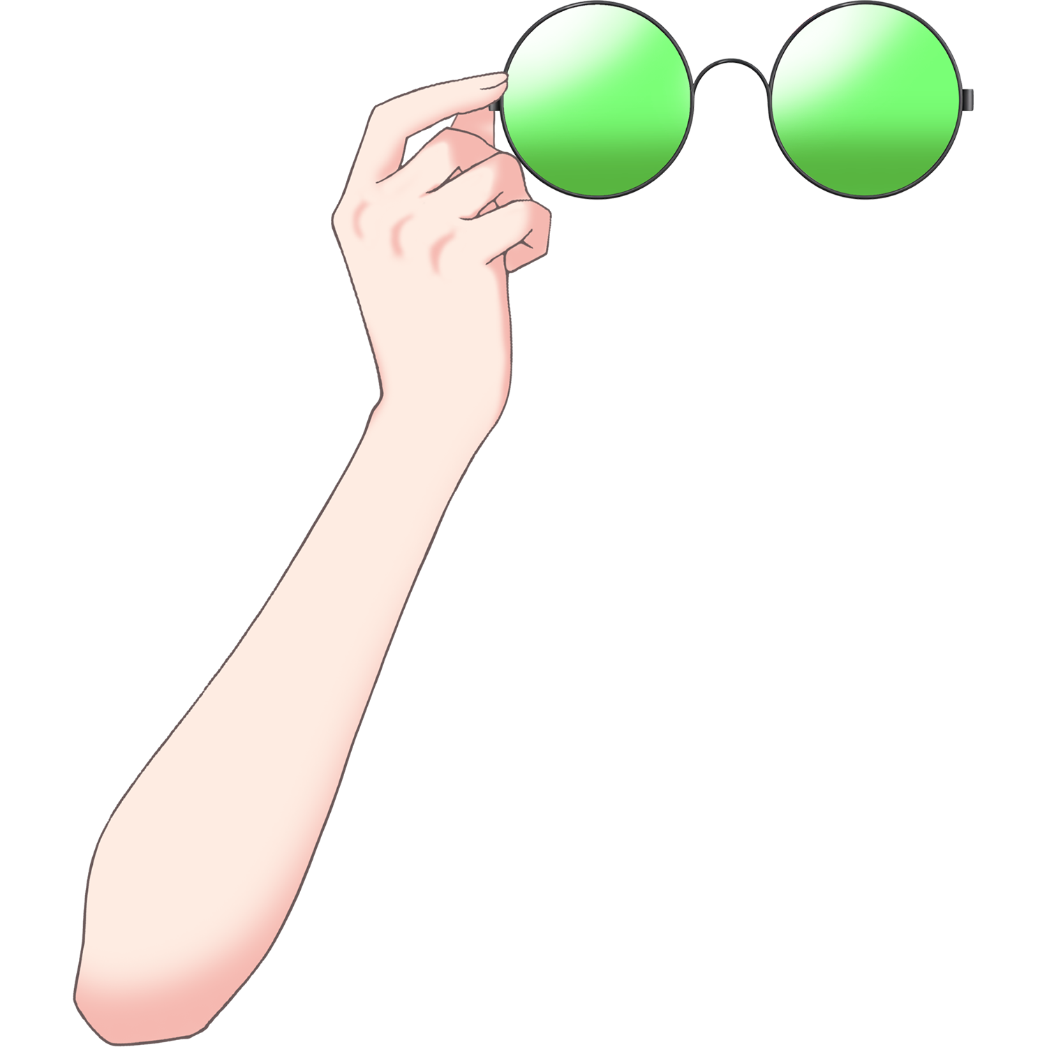 Vtuber向けフリー素材｜丸メガネ&サングラスを持つ手のイラスト