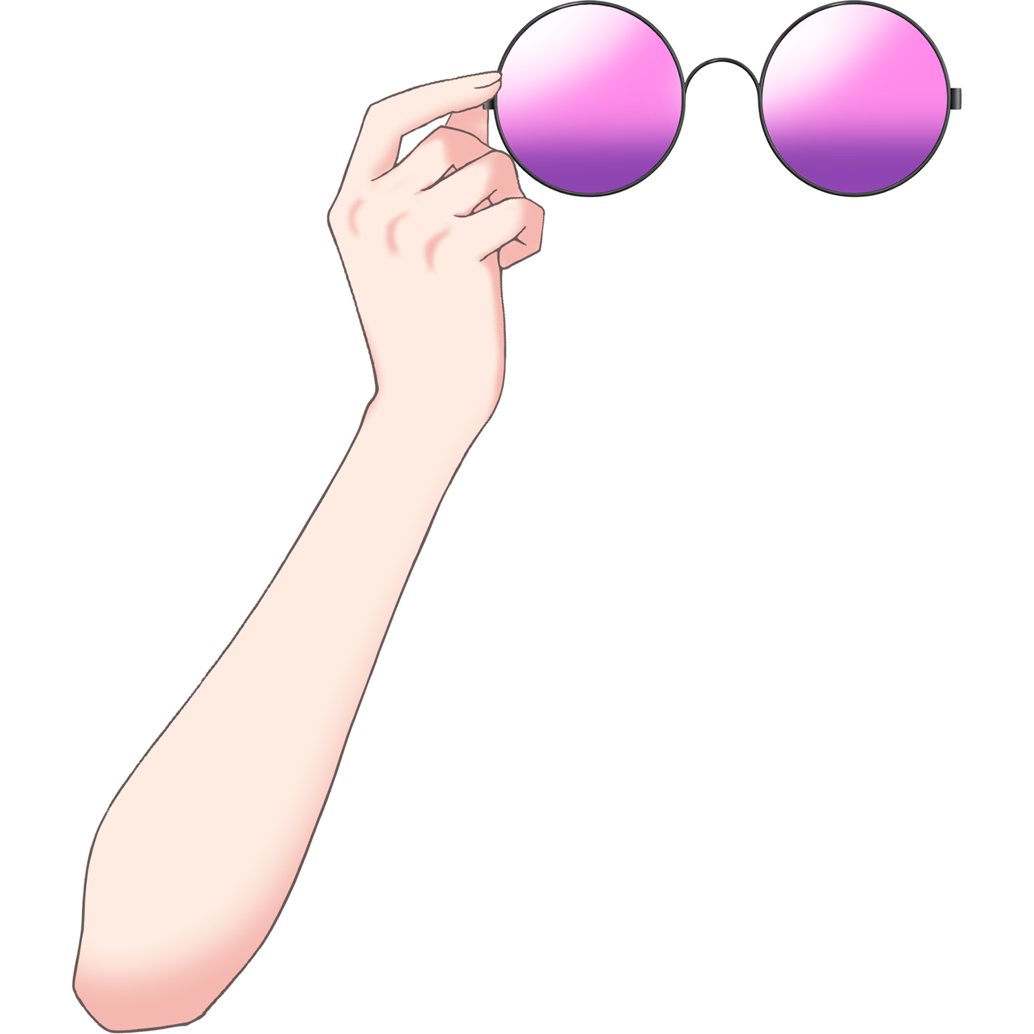 Vtuber向けフリー素材｜丸メガネ&サングラスを持つ手のイラスト