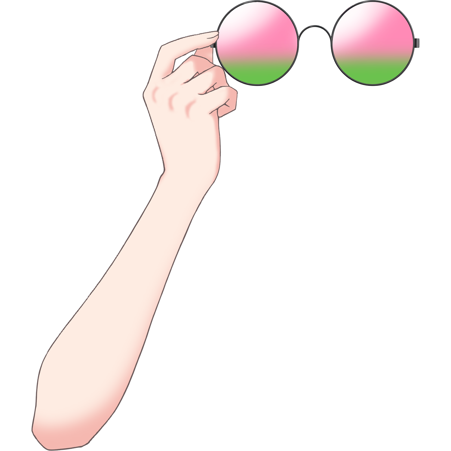 Vtuber向けフリー素材｜丸メガネ&サングラスを持つ手のイラスト