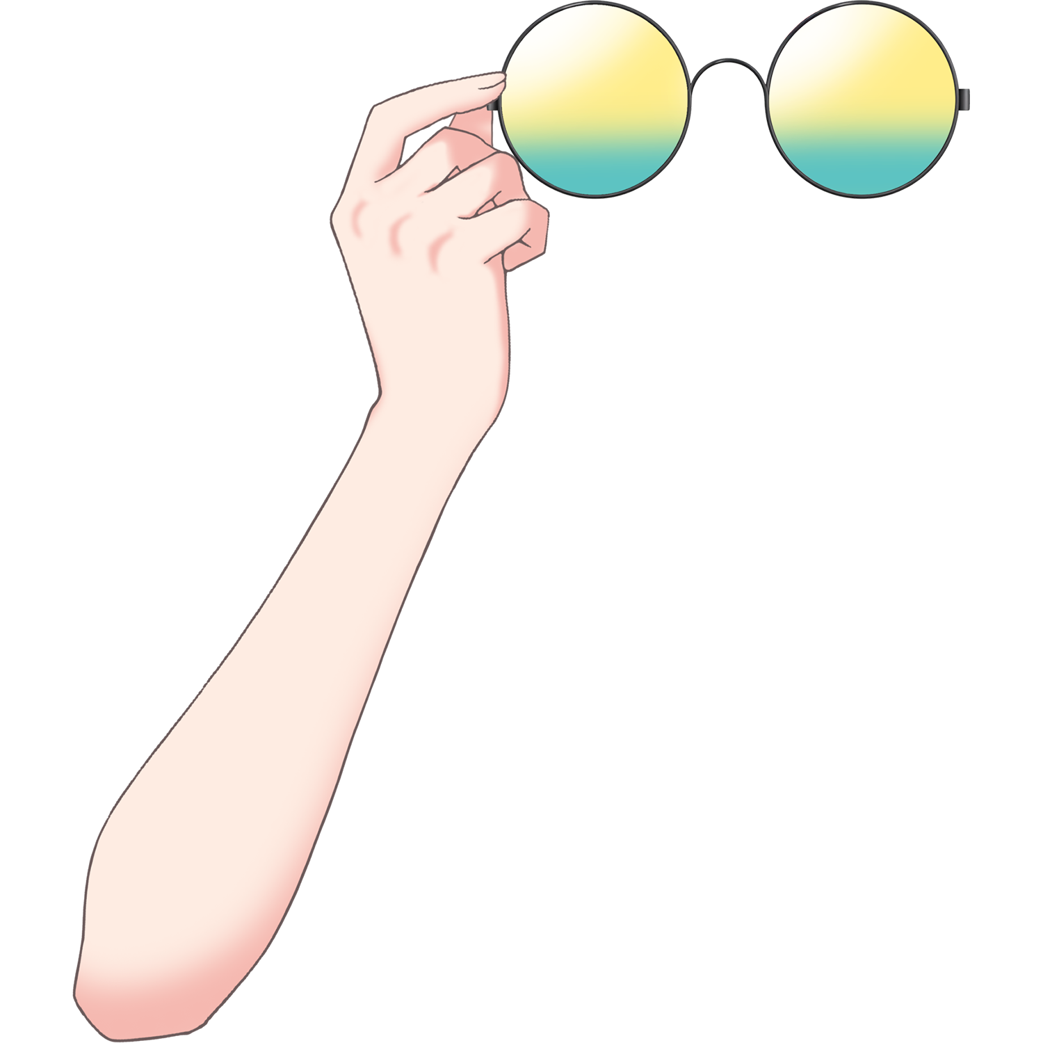 Vtuber向けフリー素材｜丸メガネ&サングラスを持つ手のイラスト
