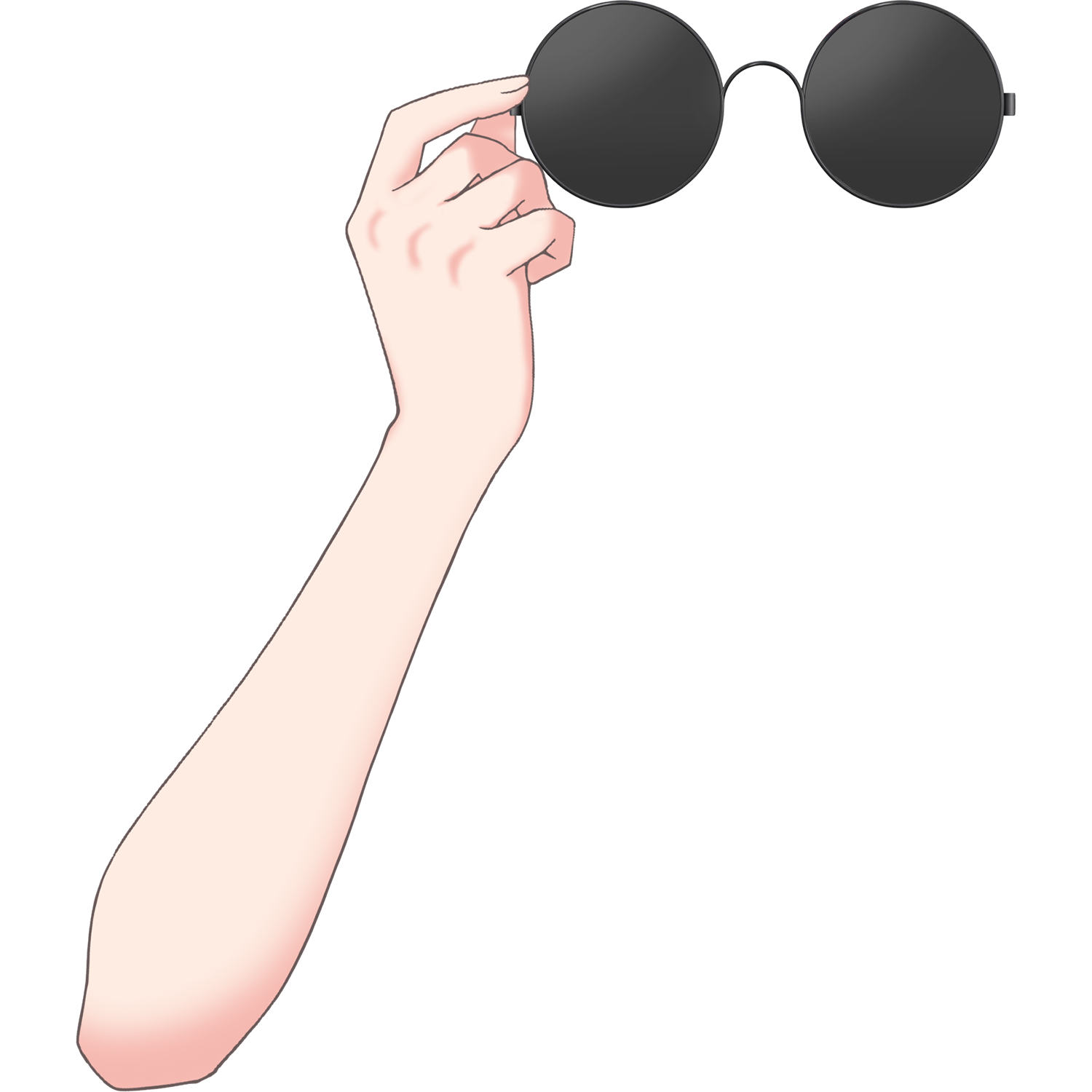 Vtuber向けフリー素材｜丸メガネ&サングラスを持つ手のイラスト