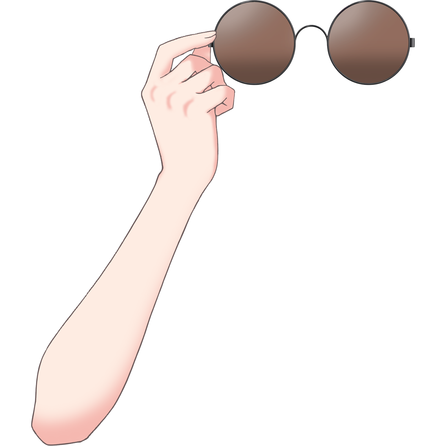 Vtuber向けフリー素材｜丸メガネ&サングラスを持つ手のイラスト