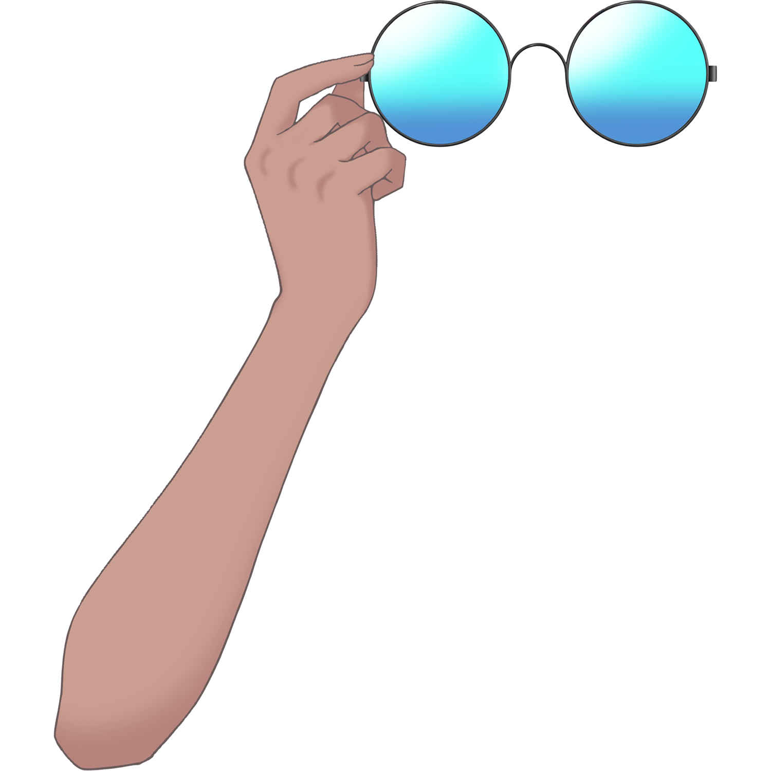 Vtuber向けフリー素材｜丸メガネ&サングラスを持つ手のイラスト