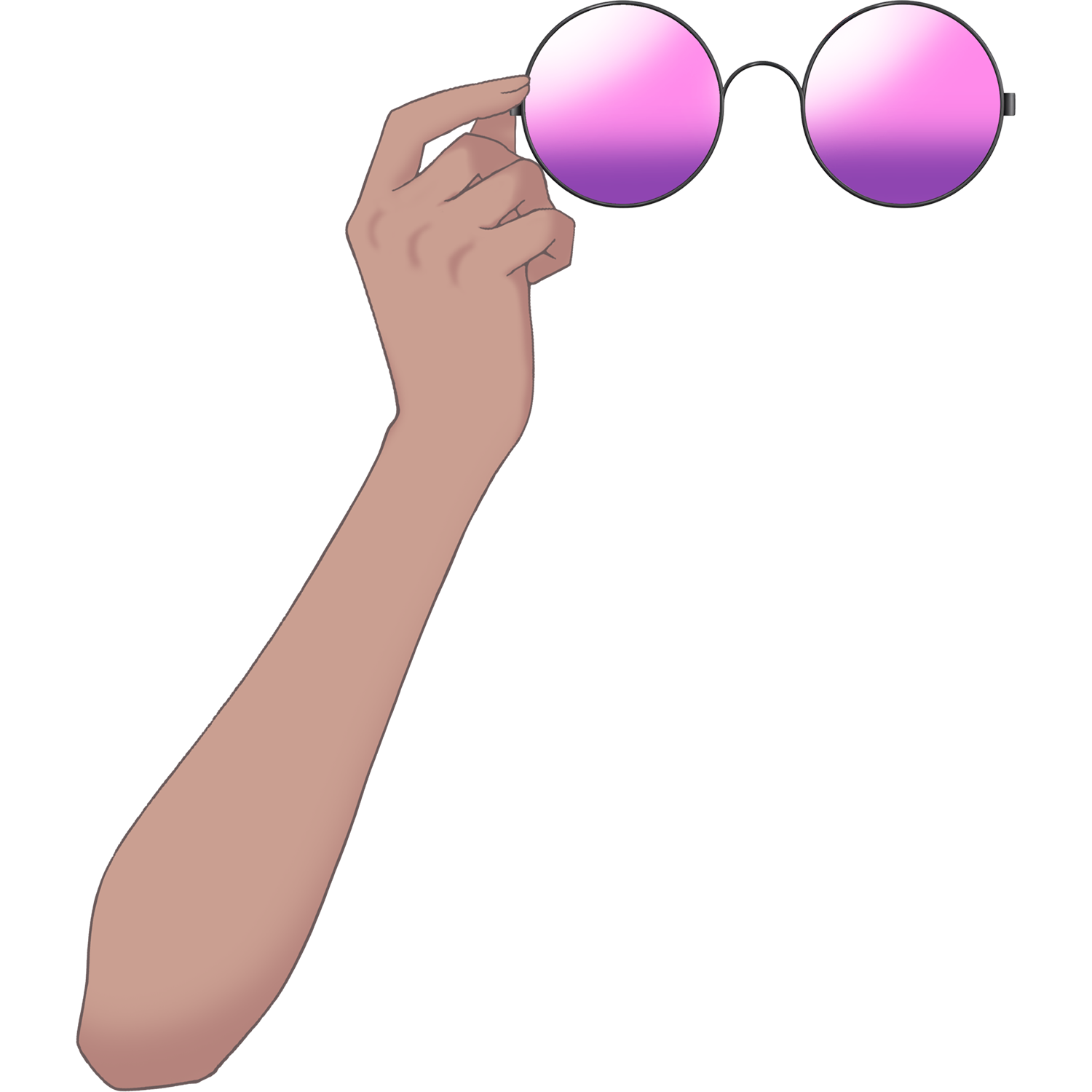 Vtuber向けフリー素材｜丸メガネ&サングラスを持つ手のイラスト