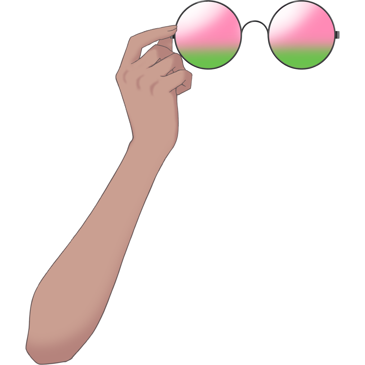 Vtuber向けフリー素材｜丸メガネ&サングラスを持つ手のイラスト
