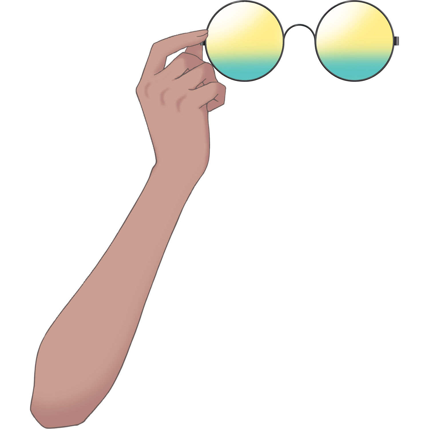 Vtuber向けフリー素材｜丸メガネ&サングラスを持つ手のイラスト