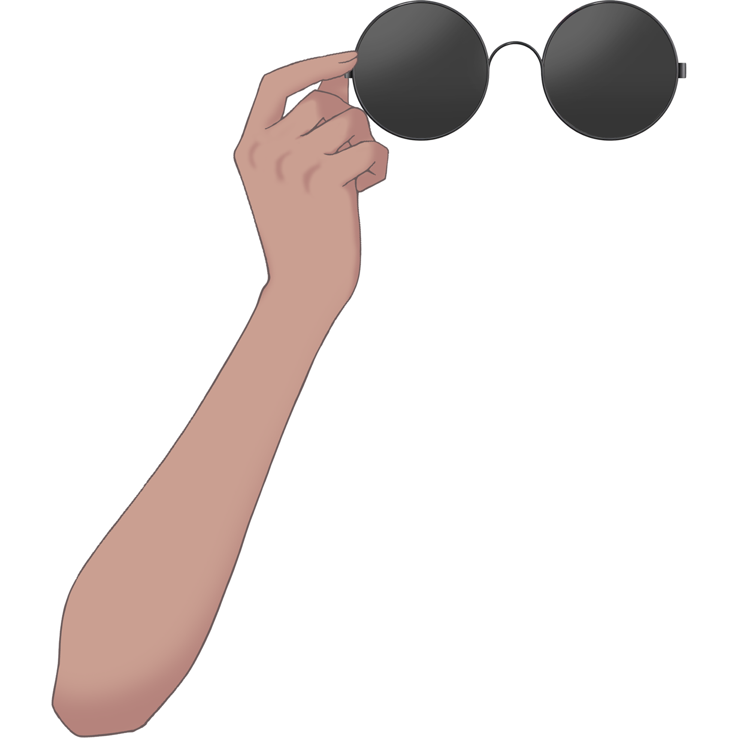 Vtuber向けフリー素材｜丸メガネ&サングラスを持つ手のイラスト