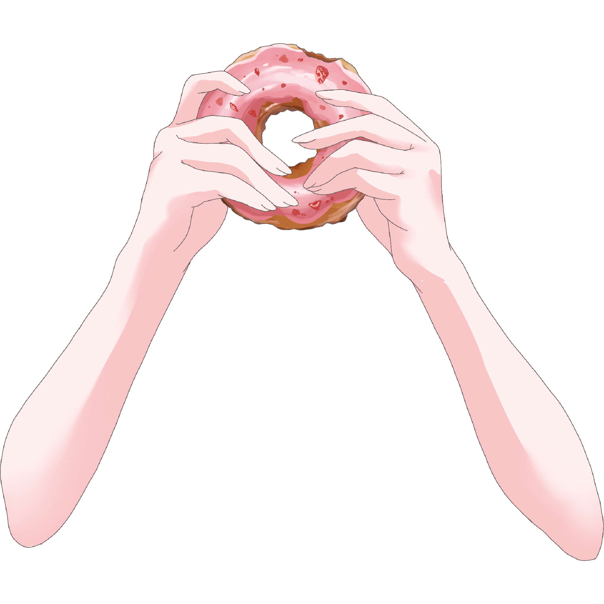 Vtuber向けフリー素材｜ドーナツを持つ手のイラスト