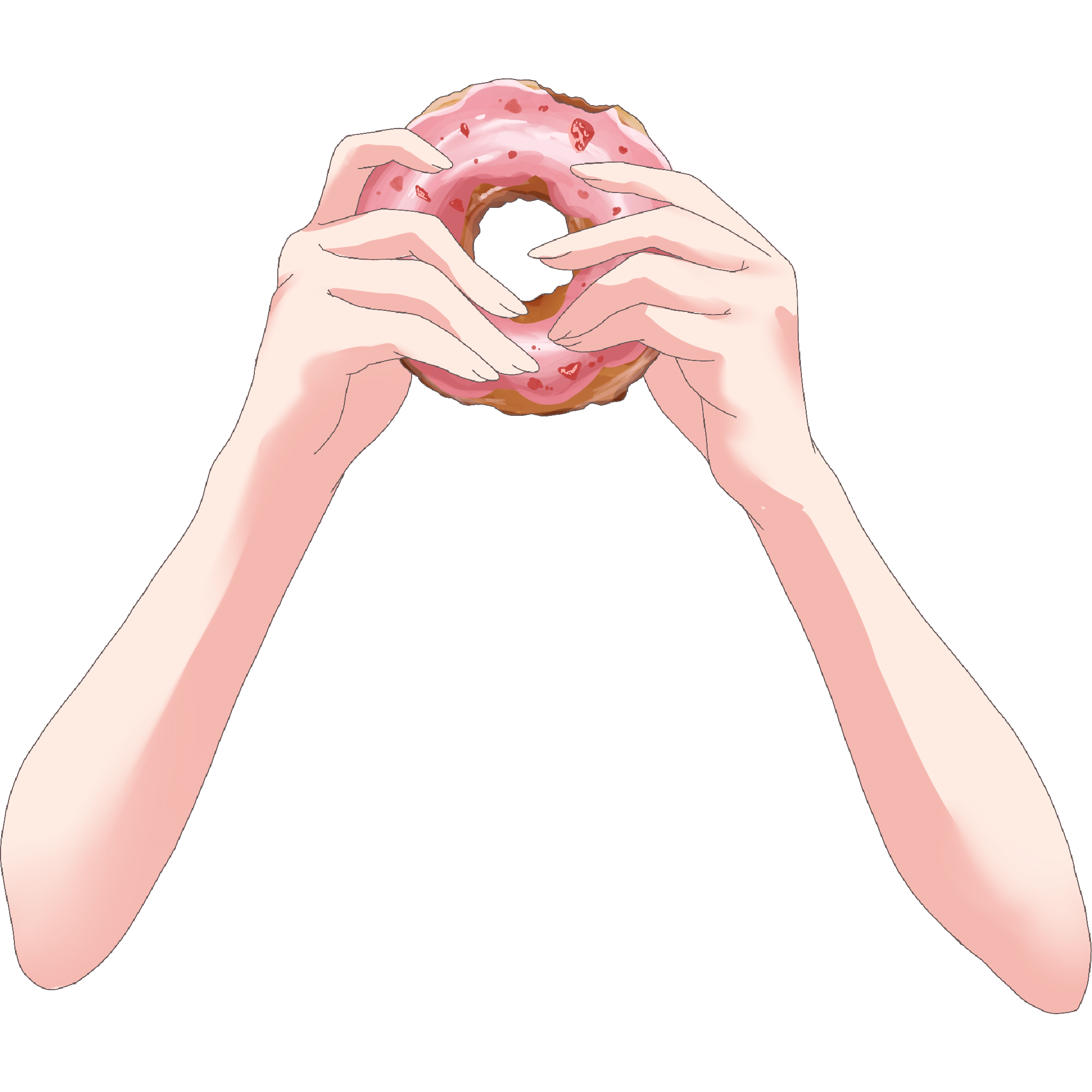 Vtuber向けフリー素材｜ドーナツを持つ手のイラスト