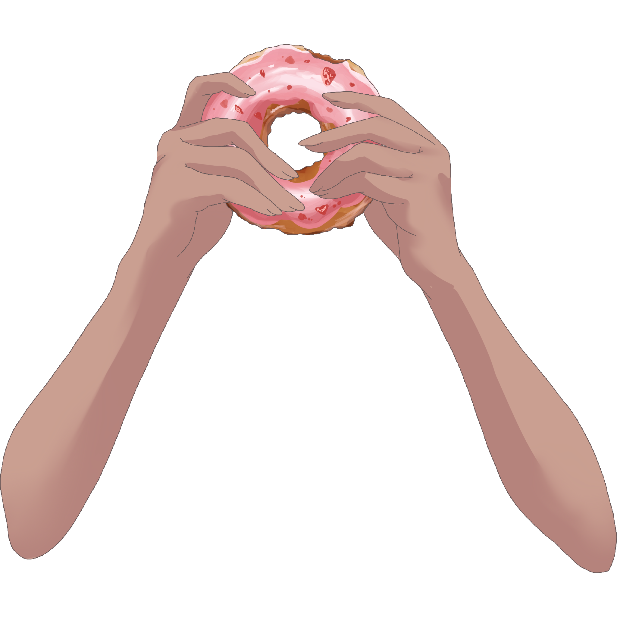 Vtuber向けフリー素材｜ドーナツを持つ手のイラスト