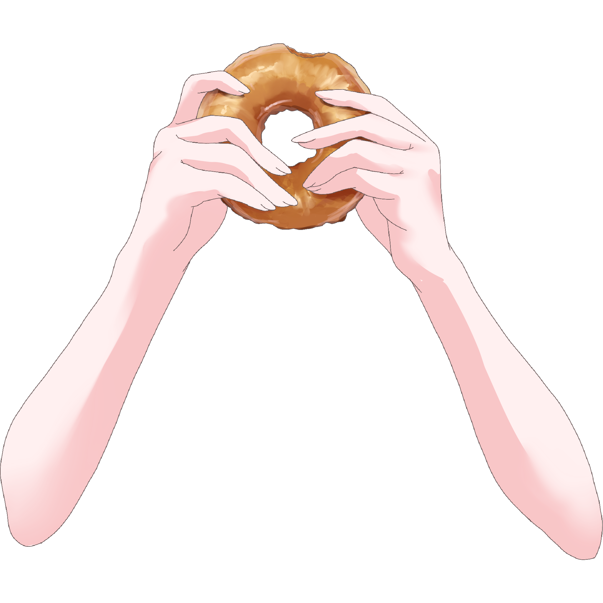 Vtuber向けフリー素材｜ドーナツを持つ手のイラスト