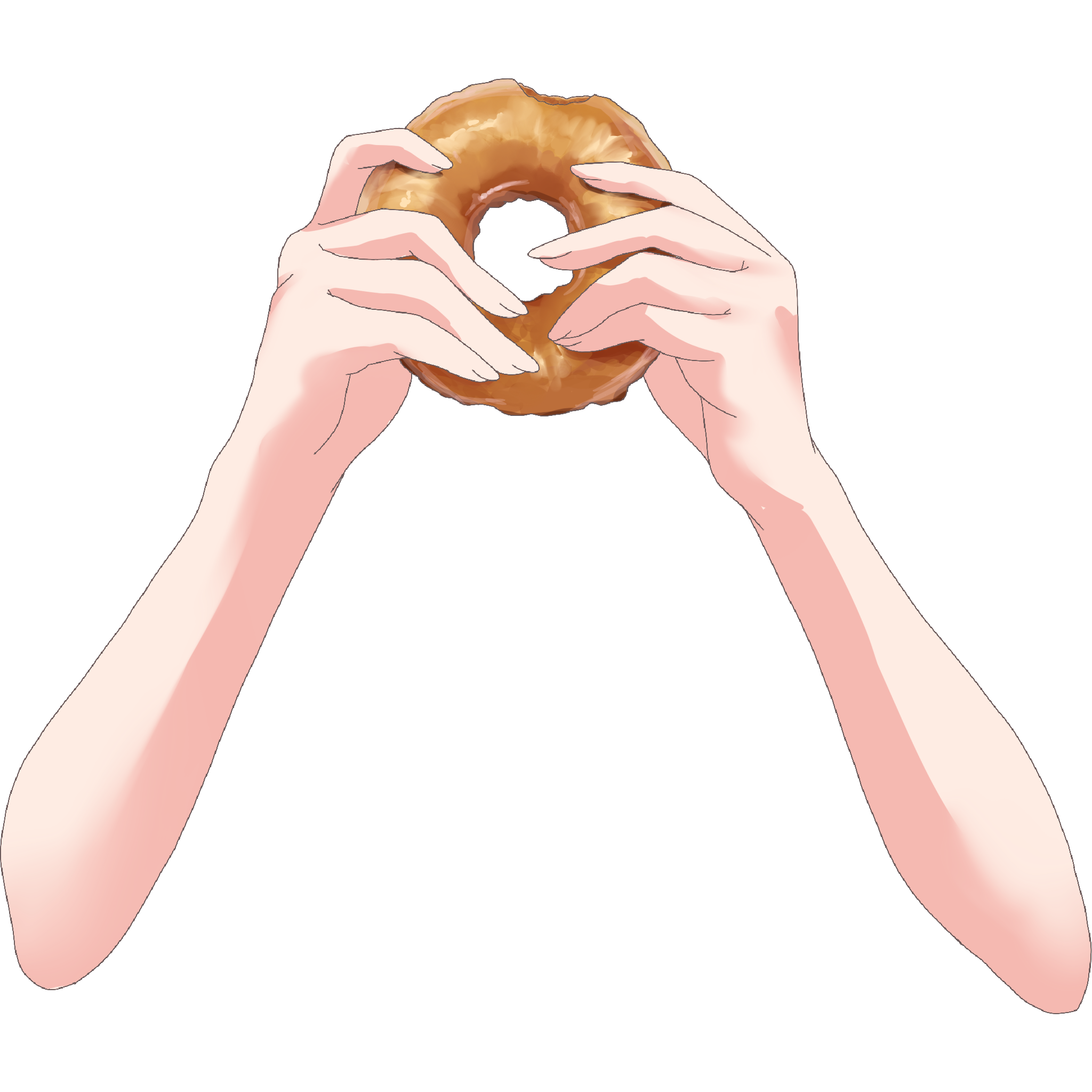 Vtuber向けフリー素材｜ドーナツを持つ手のイラスト