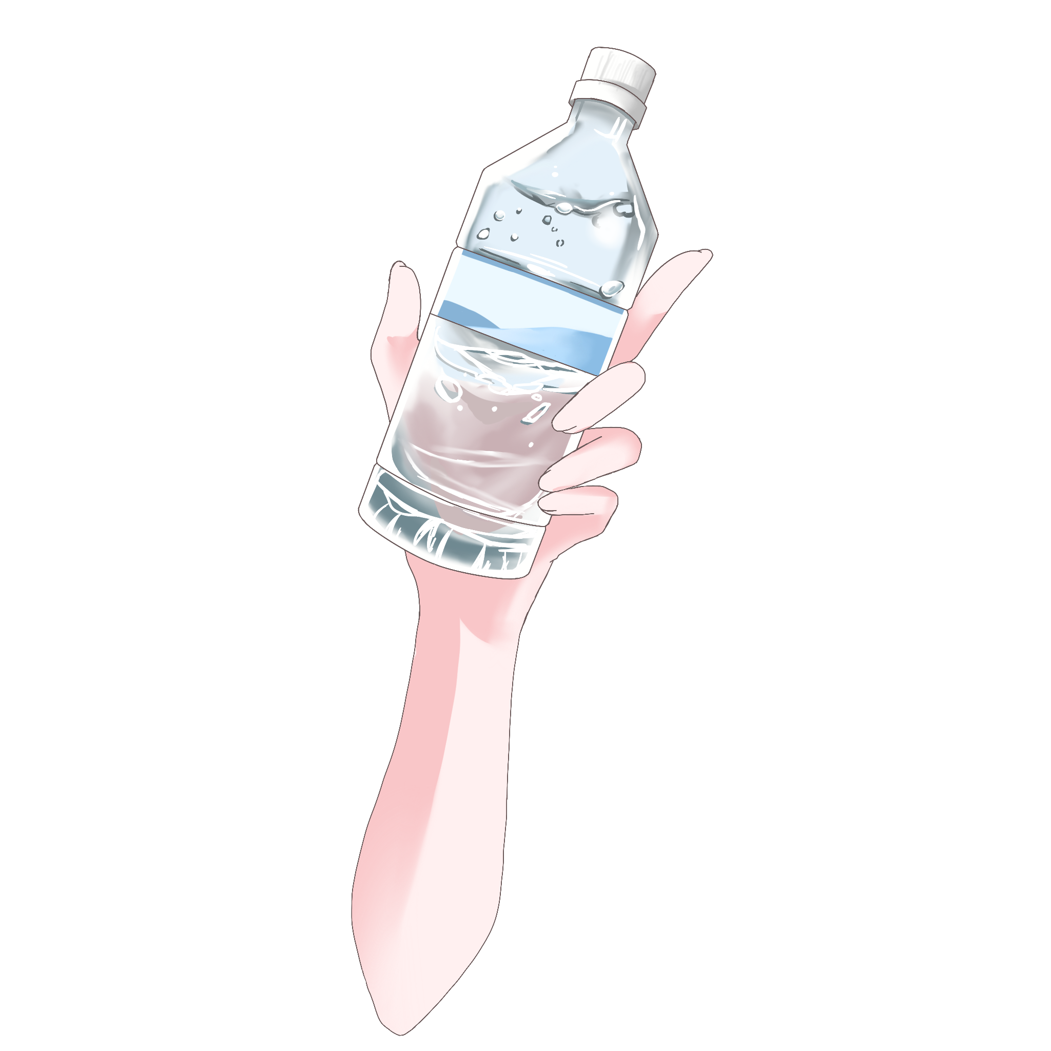 Vtuber向けフリー素材|ペットボトルの水を持つ手のイラスト