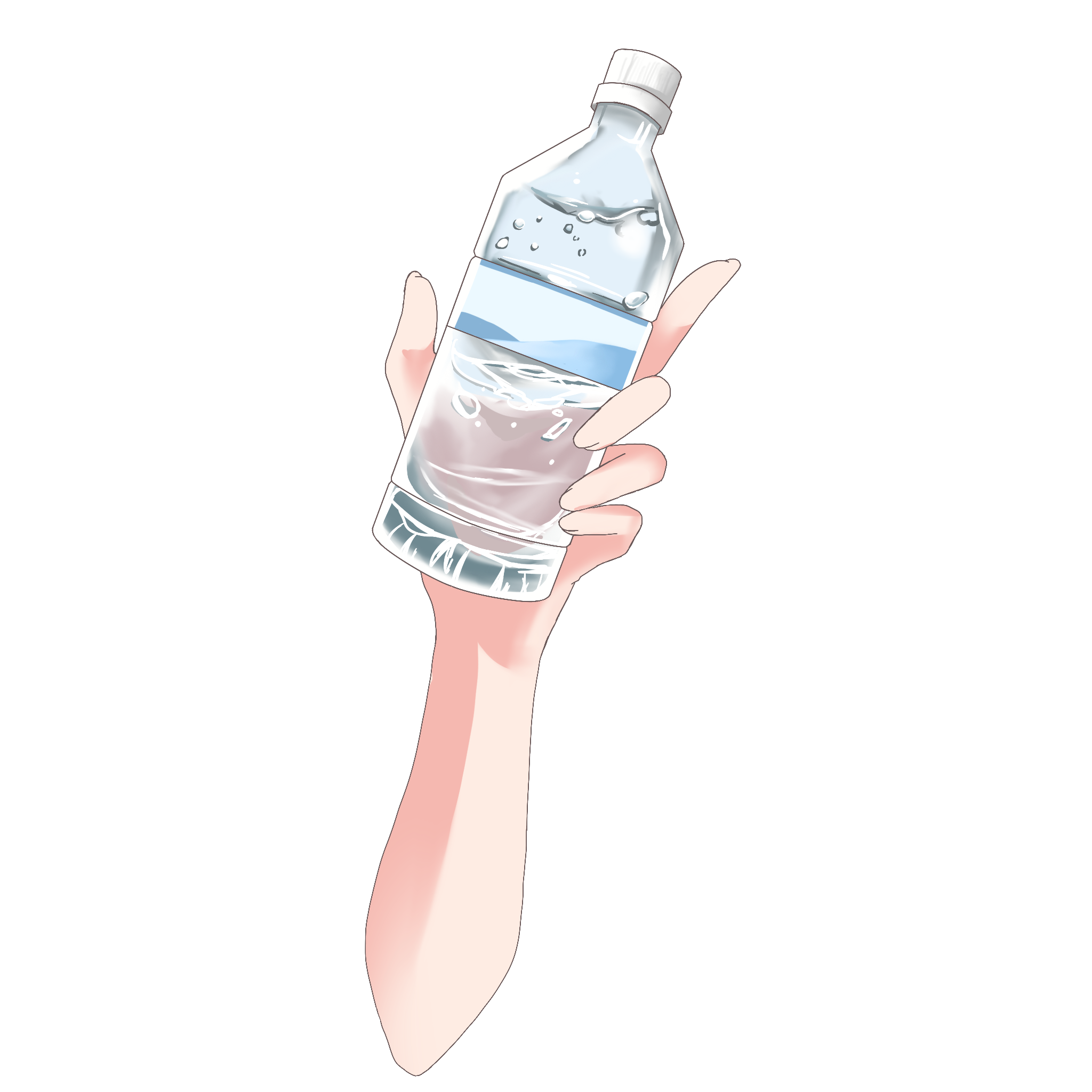 Vtuber向けフリー素材|ペットボトルの水を持つ手のイラスト