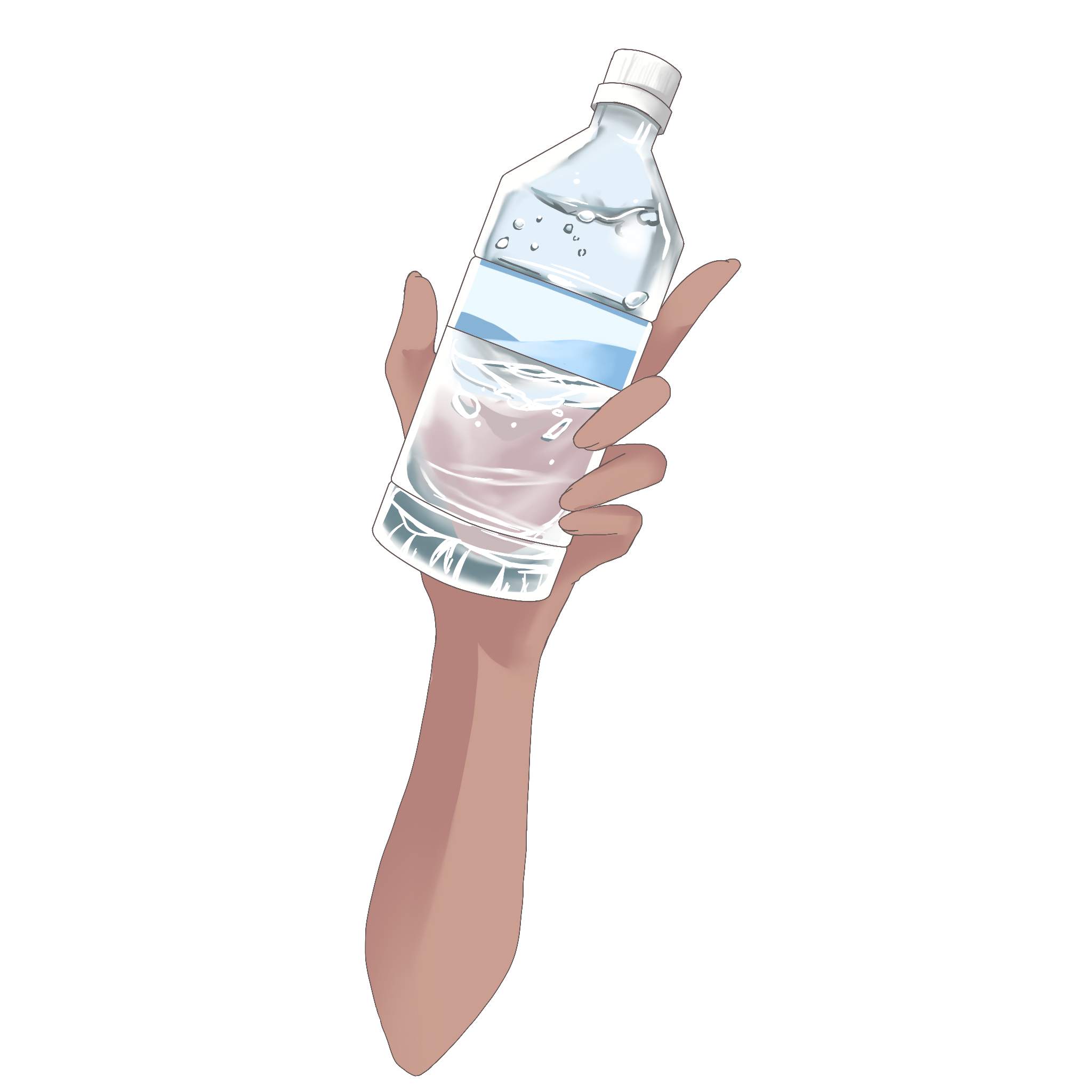 Vtuber向けフリー素材|ペットボトルの水を持つ手のイラスト