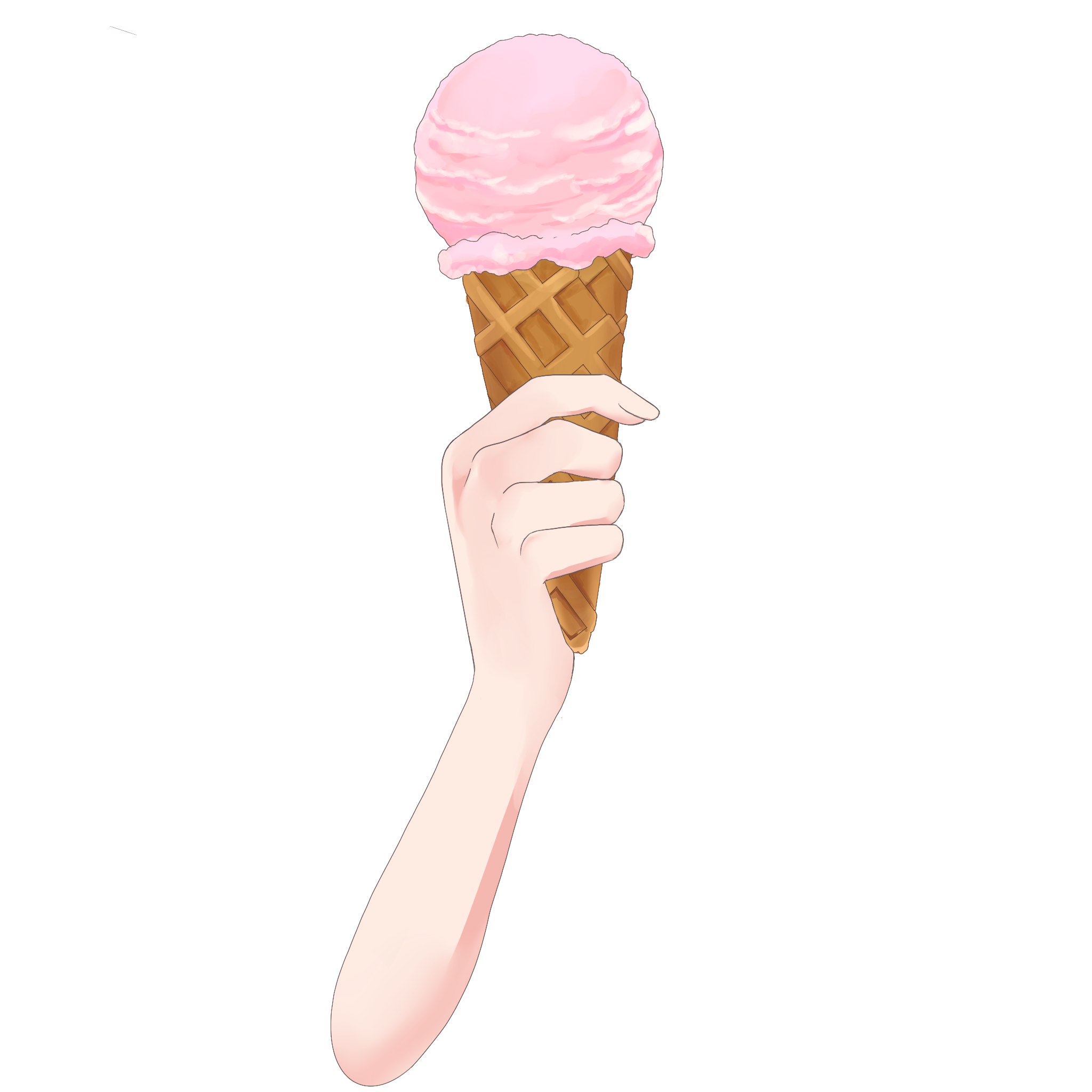Vtuber向けフリー素材｜アイスクリームを持つ手のイラスト