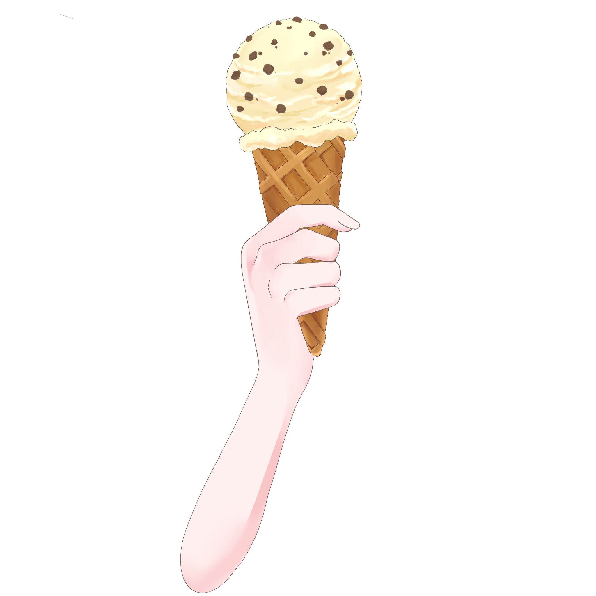 Vtuber向けフリー素材｜アイスクリームを持つ手のイラスト