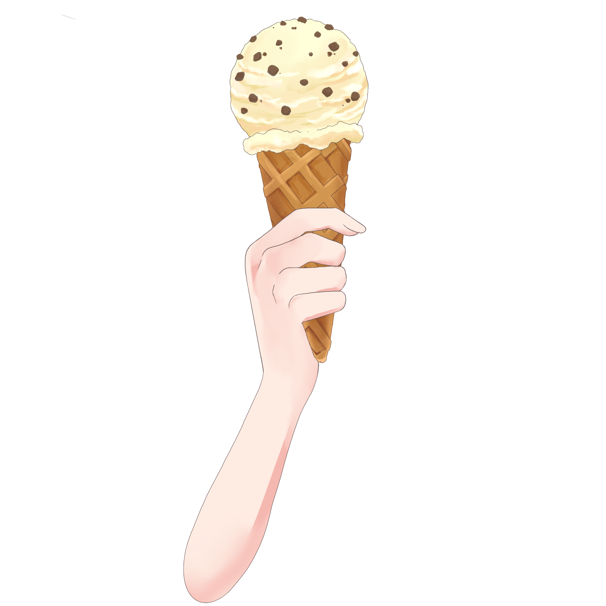 Vtuber向けフリー素材｜アイスクリームを持つ手のイラスト