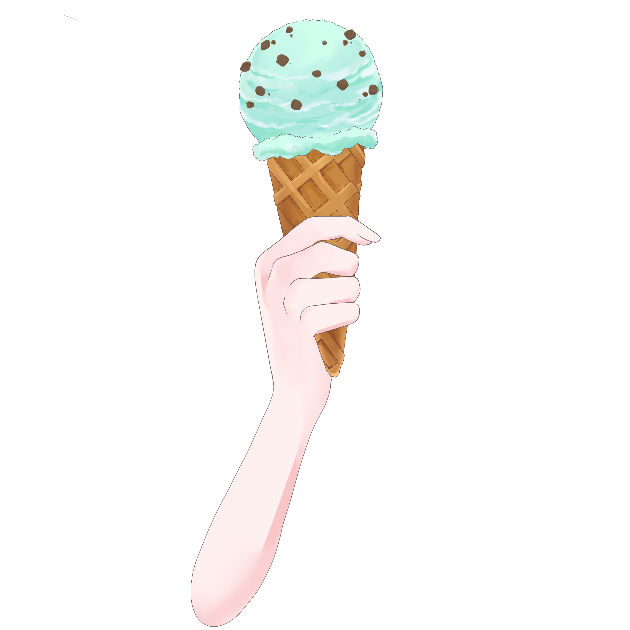 Vtuber向けフリー素材｜アイスクリームを持つ手のイラスト