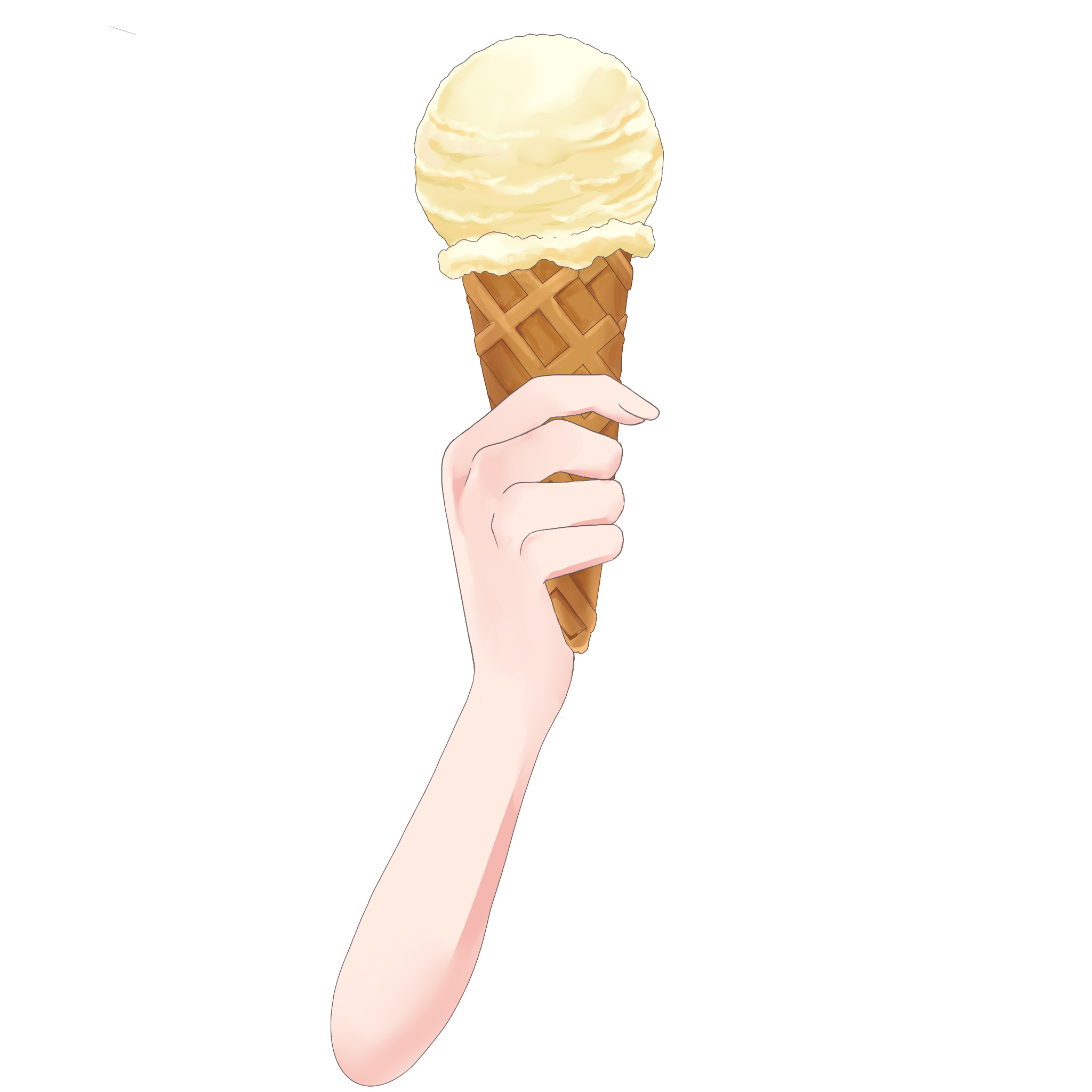 Vtuber向けフリー素材｜アイスクリームを持つ手のイラスト