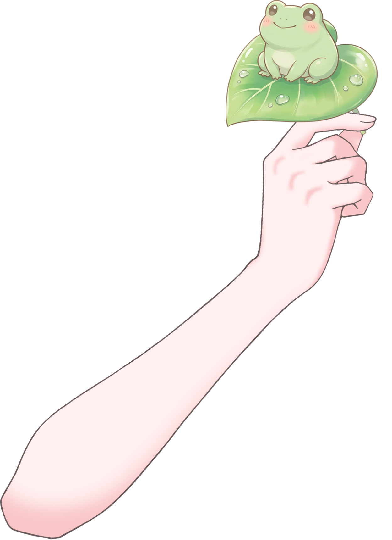 Vtuber向けフリー素材|カエルの葉っぱを持つ手のイラスト