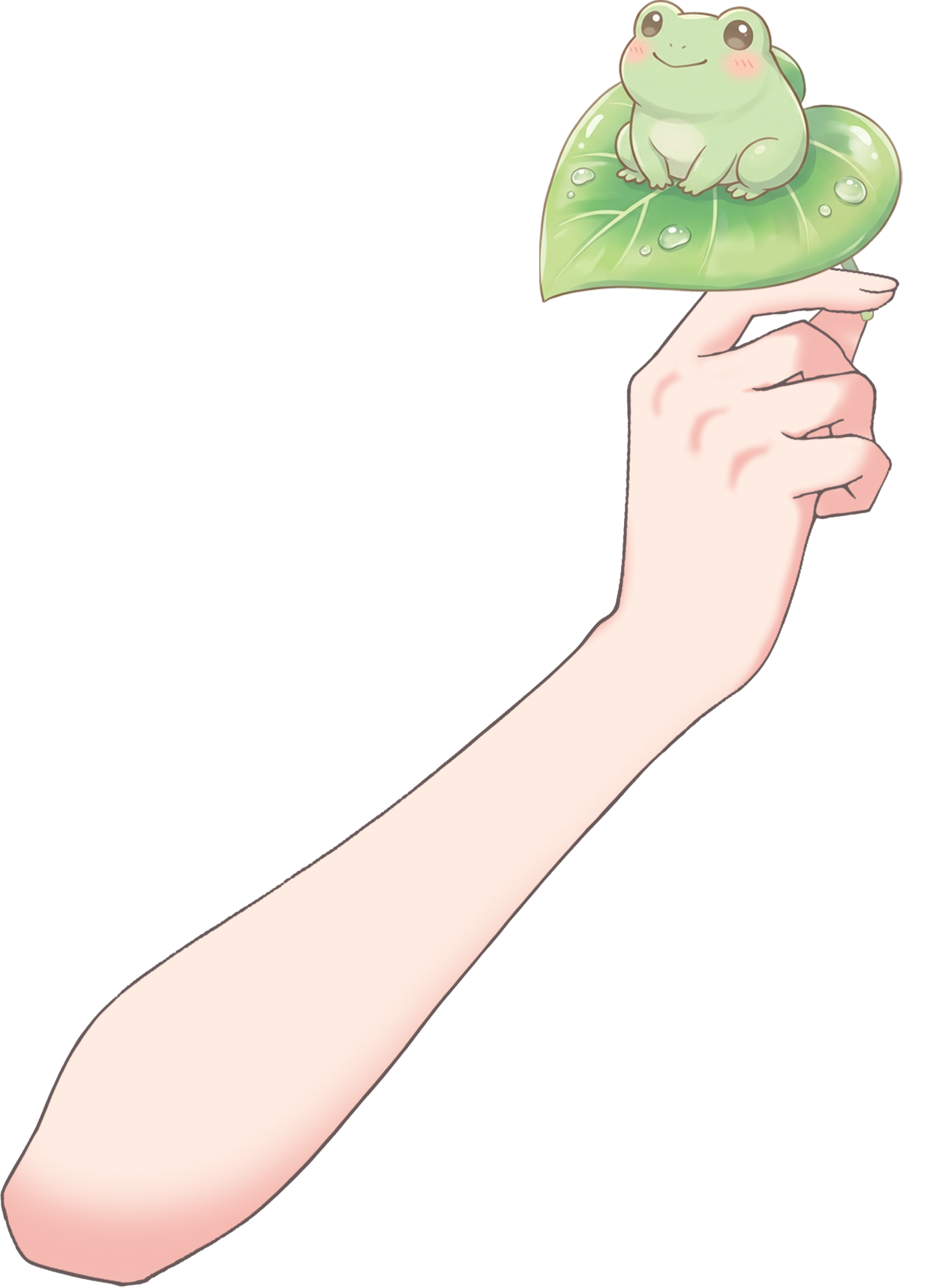 Vtuber向けフリー素材|カエルの葉っぱを持つ手のイラスト