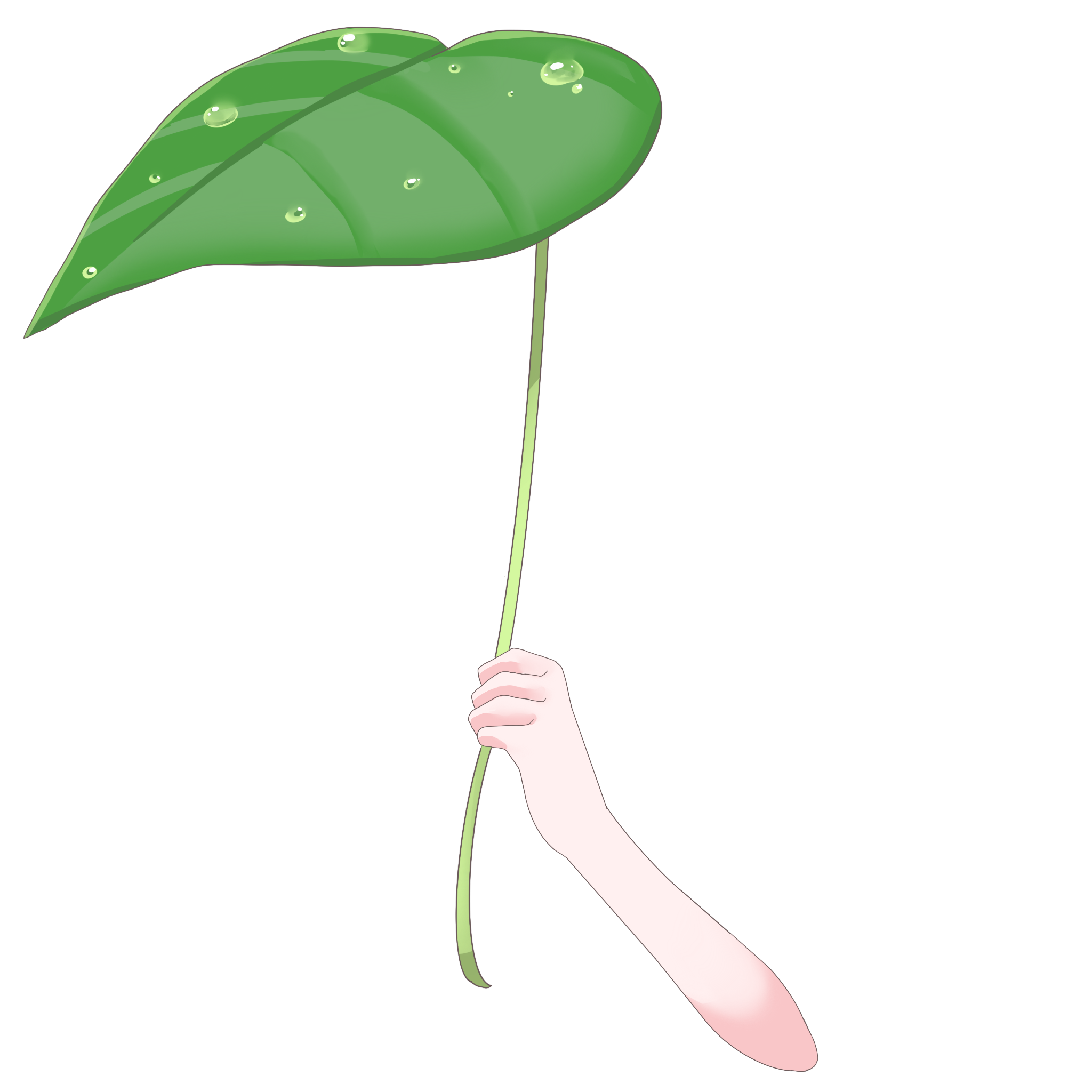 Vtuber向けフリー素材|葉っぱの傘を持つ手のイラスト